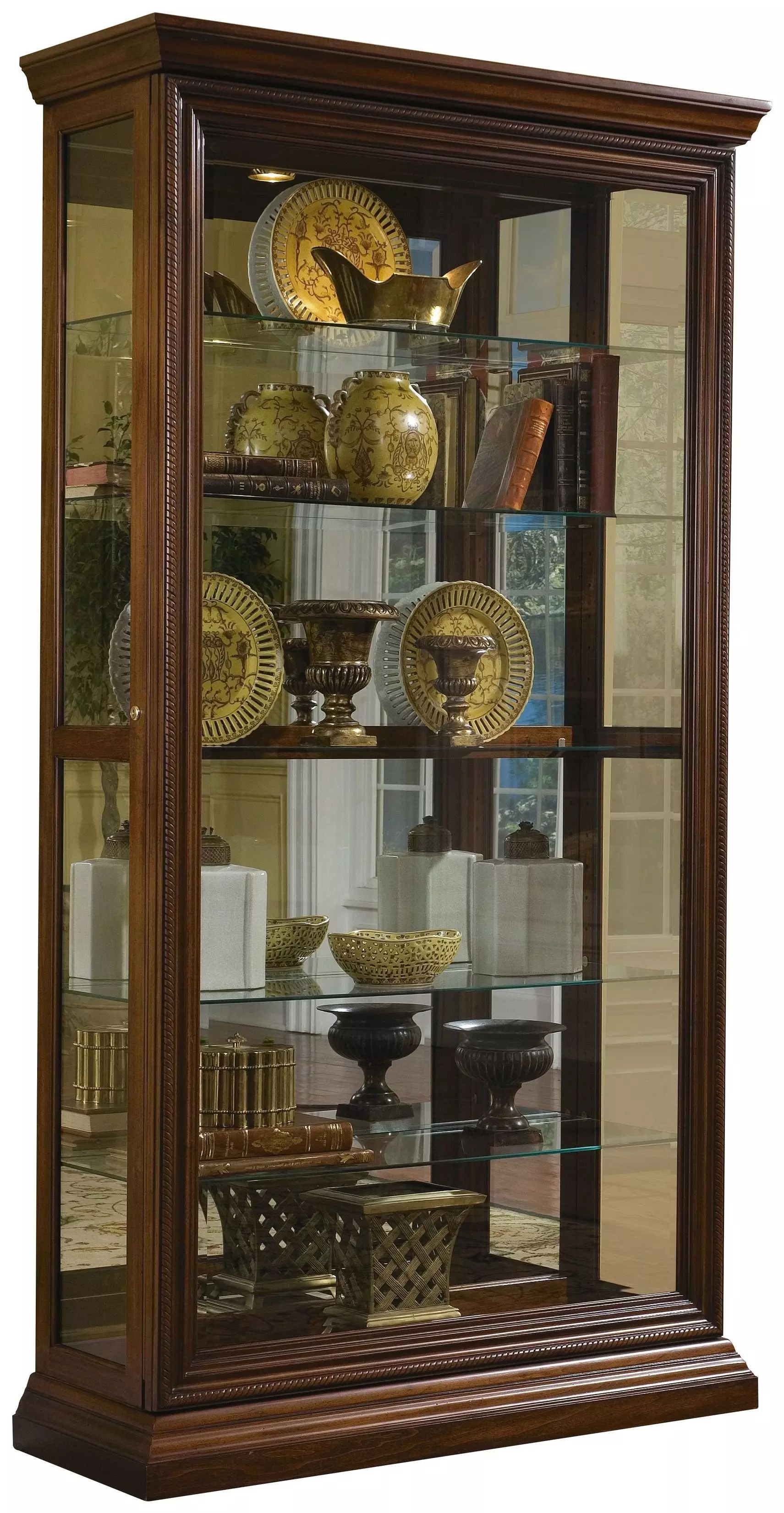 アンティーク風　テーブル付き 姿見　木製　PULASKI FURNITURE Edwardian Two Way Sliding Door Curio from Pulaski (21015