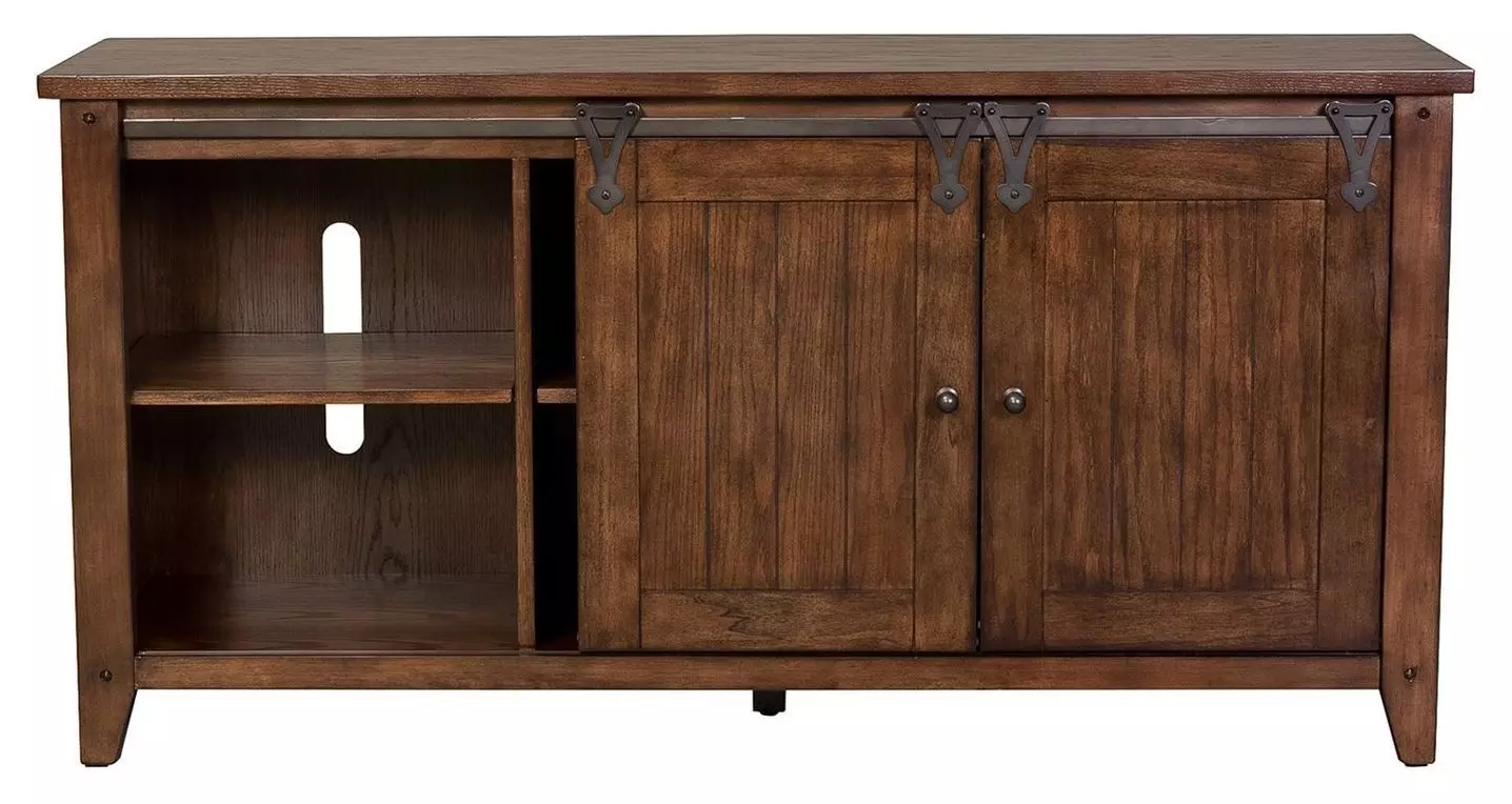 Lakeside Retreat Rustic Brown Oak TV Console