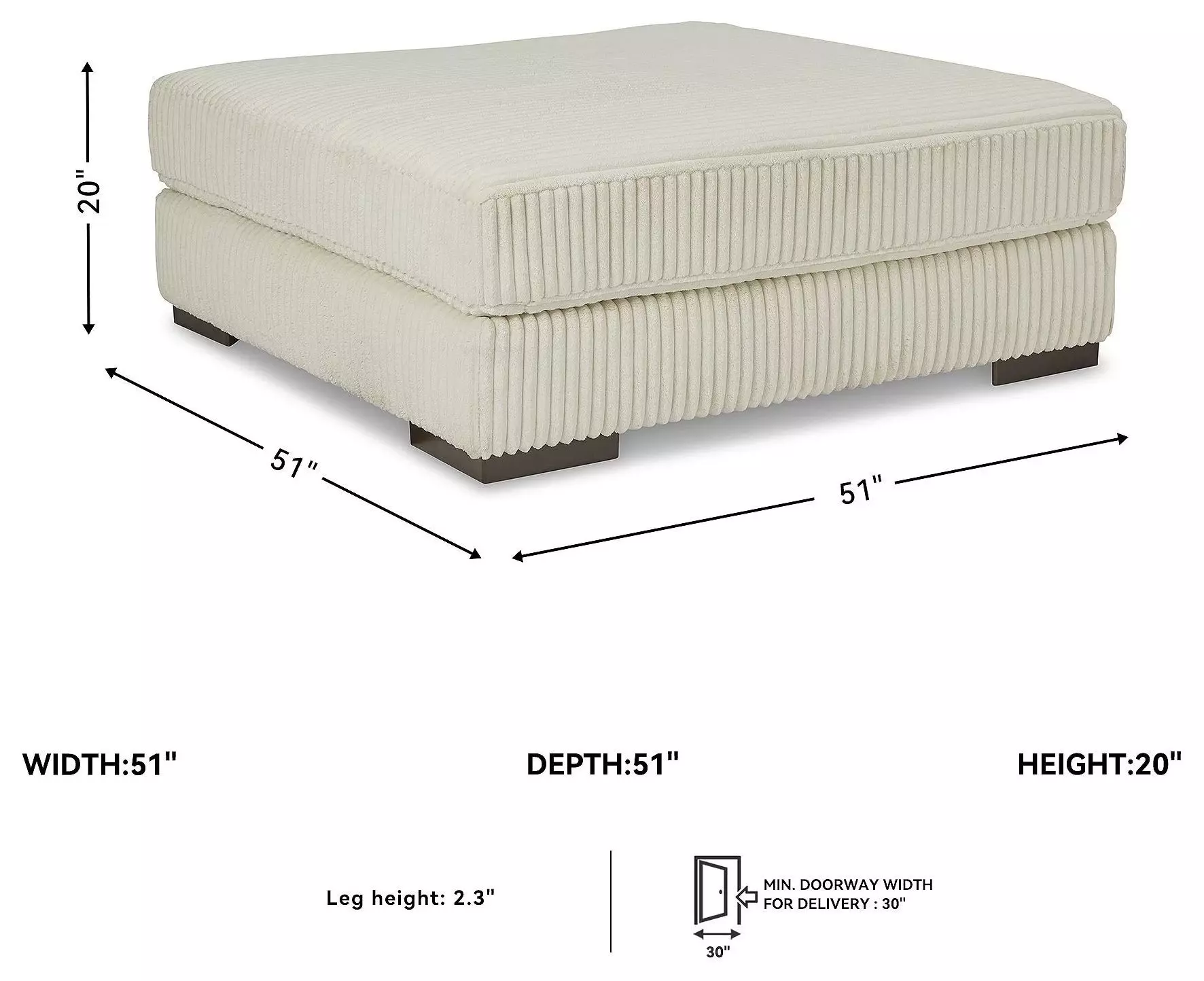 Lindyn Ivory Oversized Accent Ottoman
