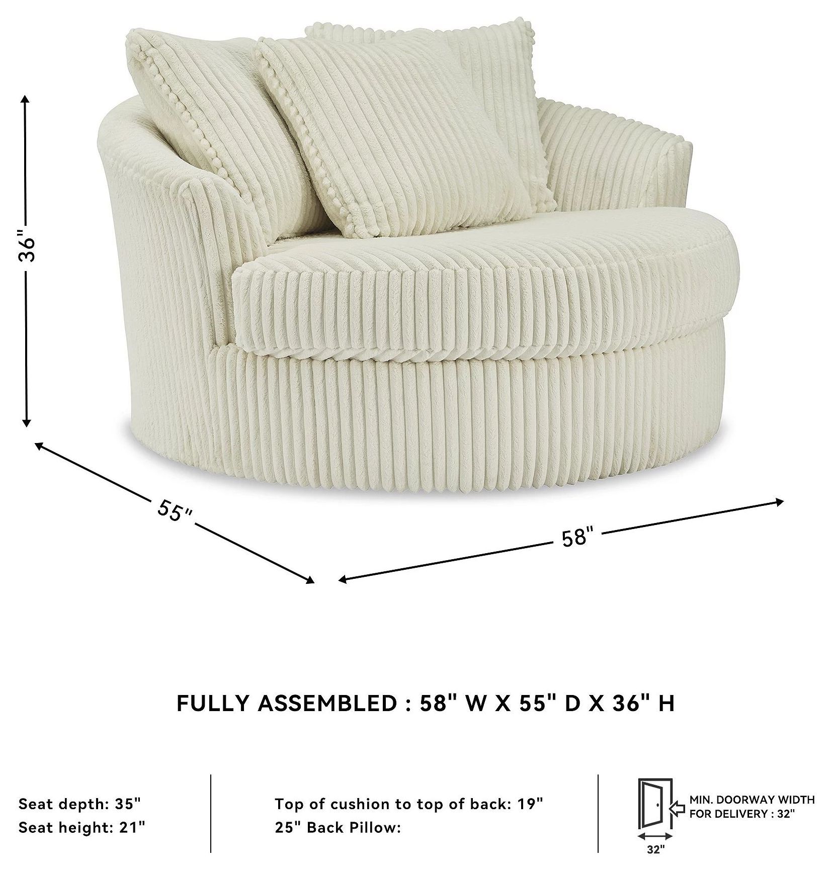 Lindyn Ivory Oversized Swivel Accent Chair