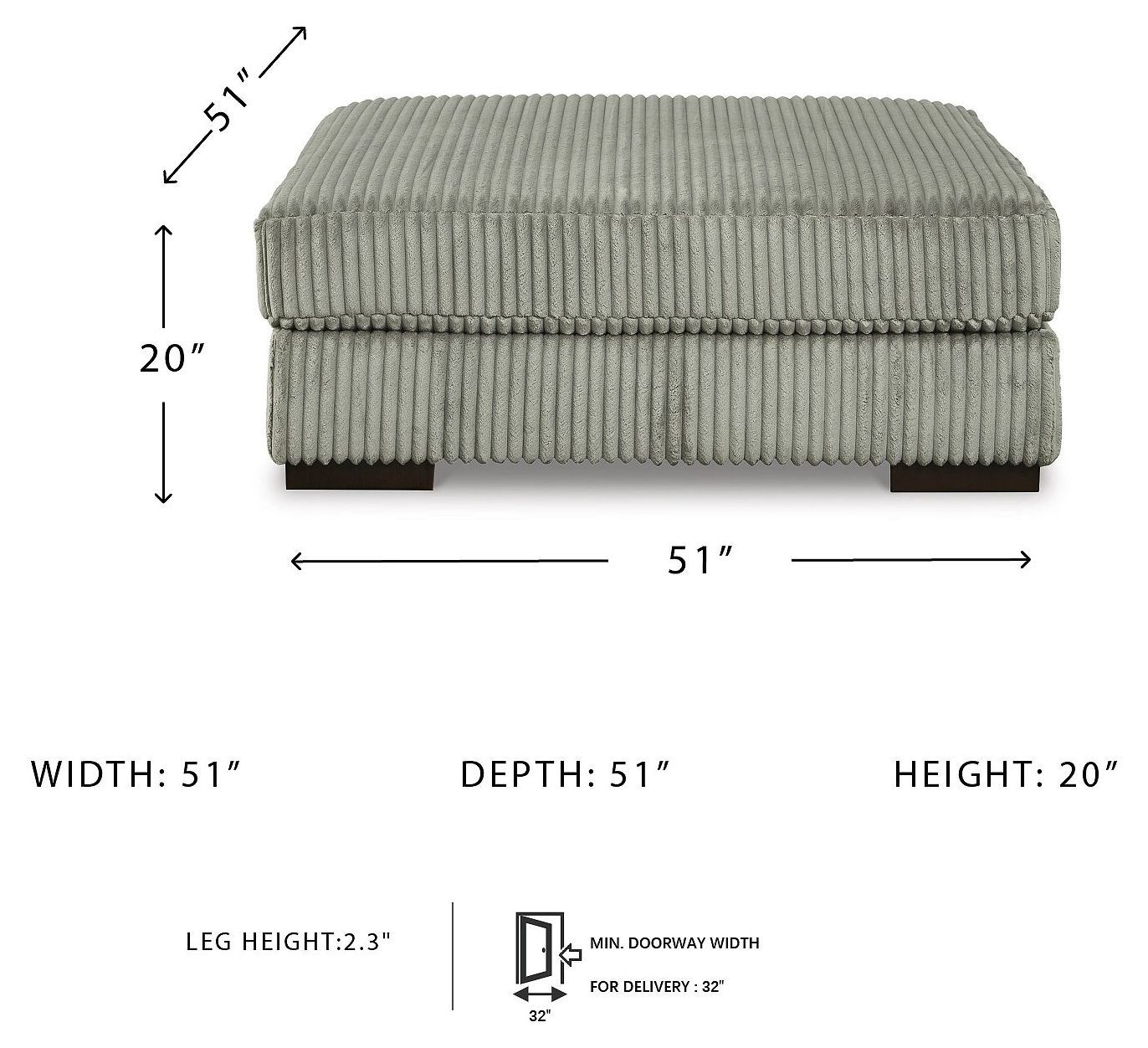 Lindyn Fog Oversized Accent Ottoman