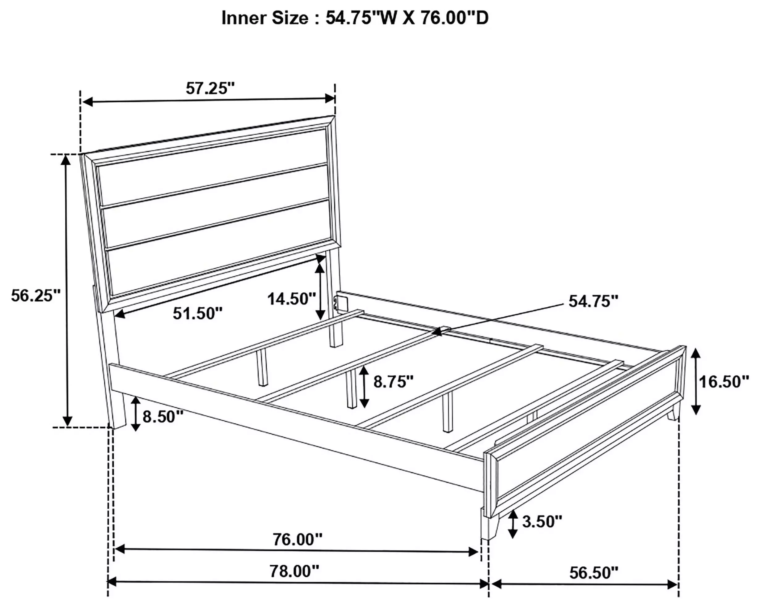 Watson Gray Oak And Black Full Panel Bed