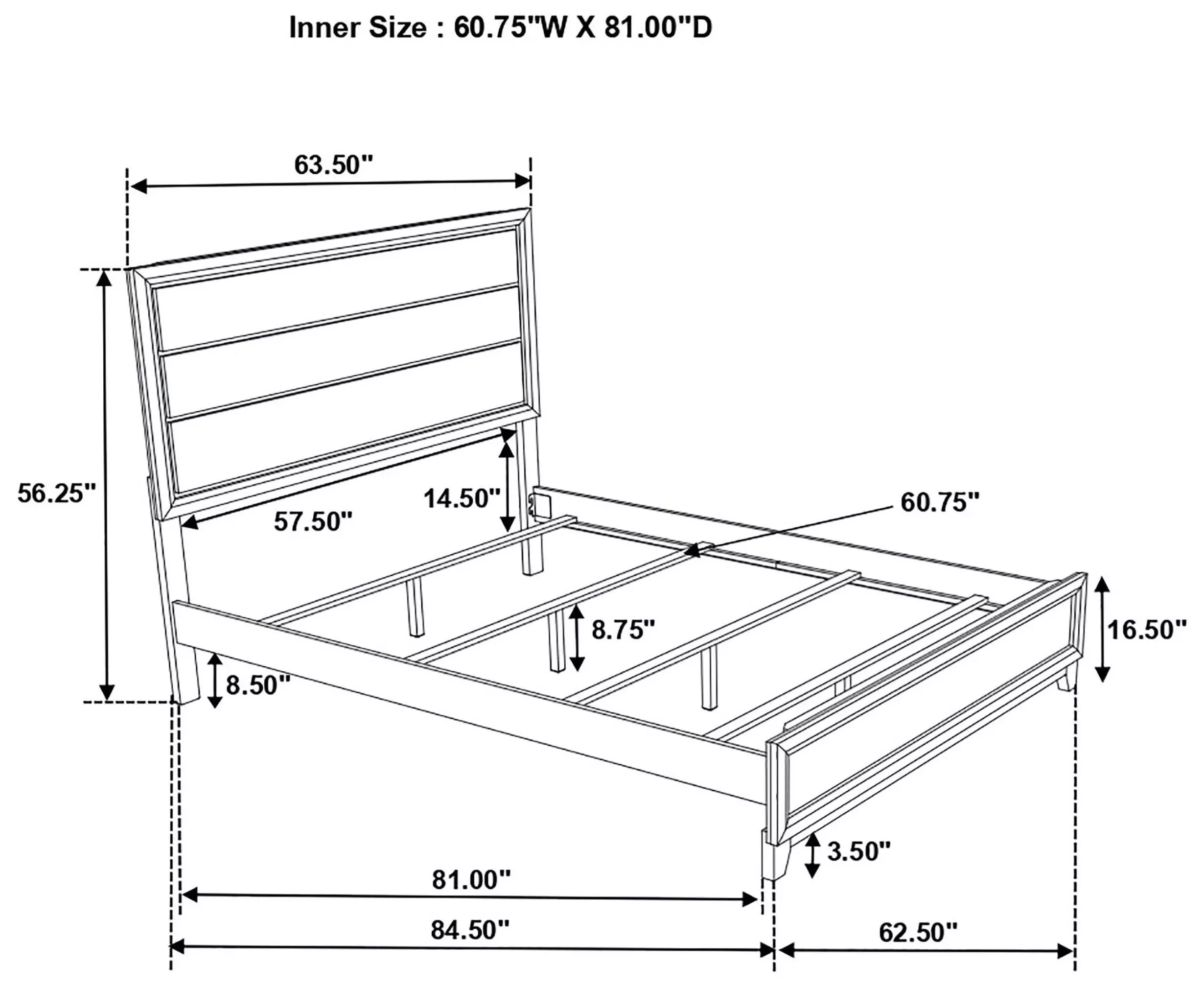 Watson Gray Oak And Black Queen Panel Bed