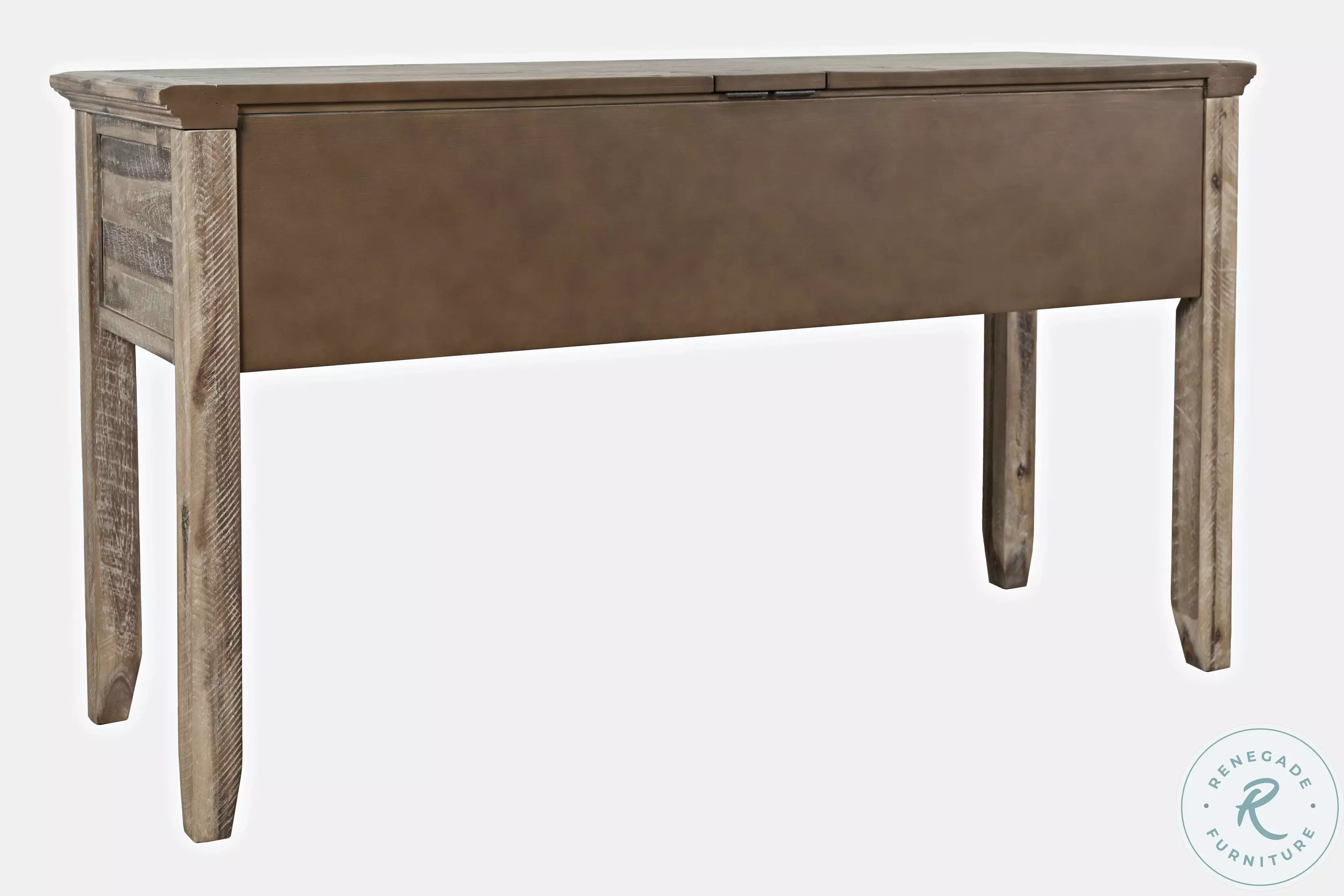 Rustic Shores Grey Wash Distressed Acacia USB Charging Desk From