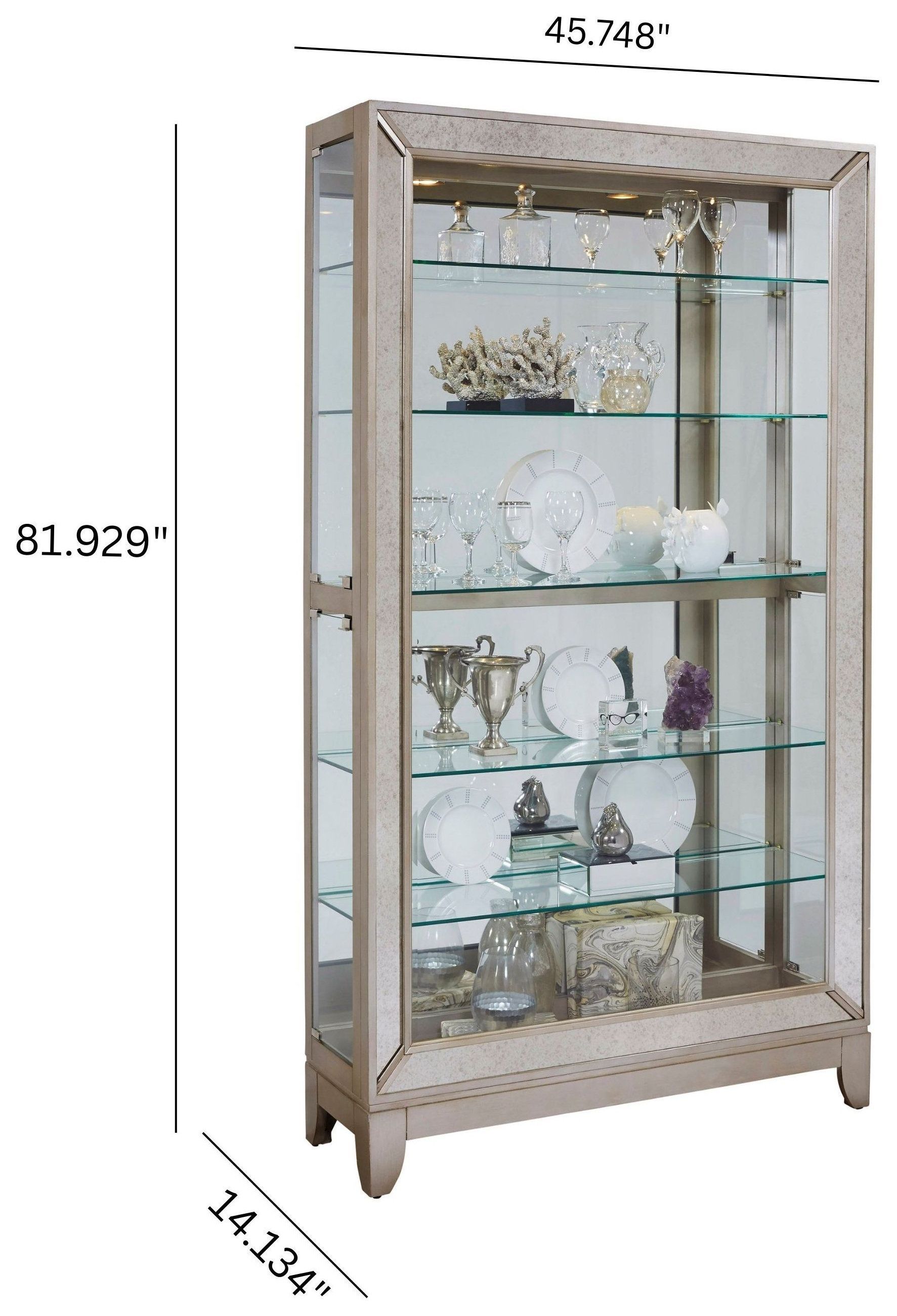 Platinum Side Entry Curio With Five Adjustable Shelves