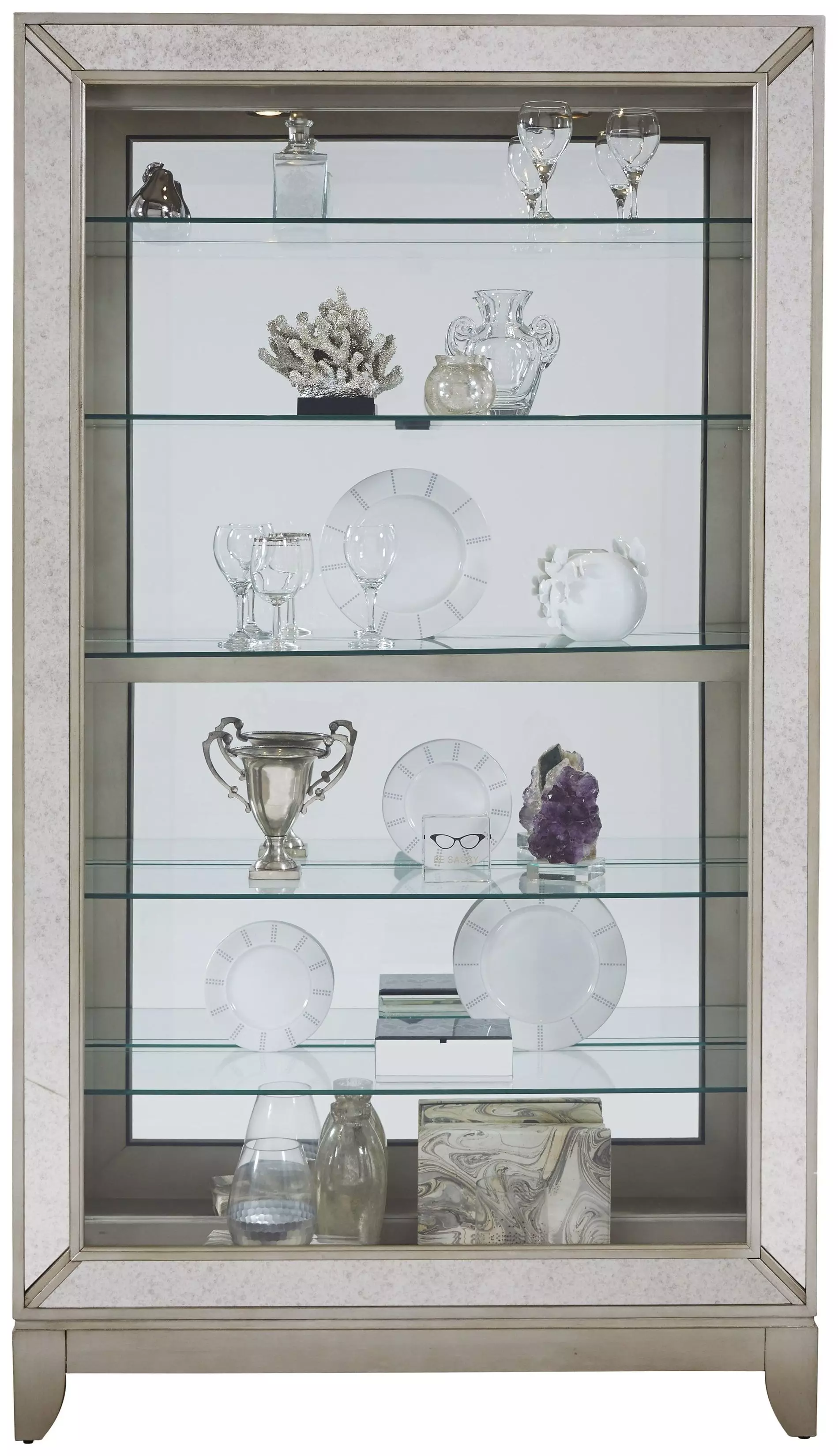 Platinum Side Entry Curio With Five Adjustable Shelves from