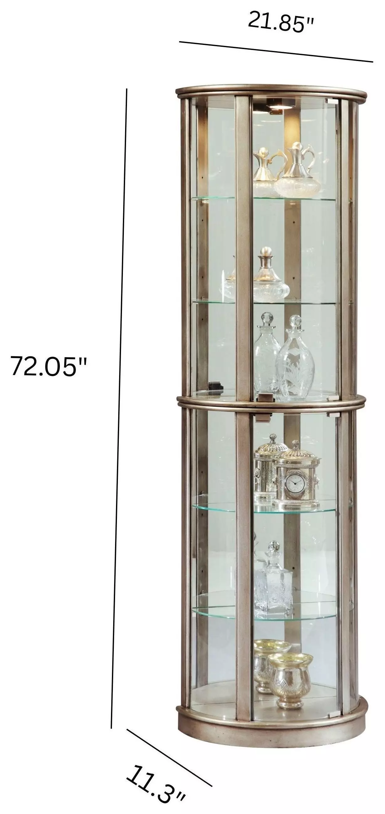 Platinum Glass Door Curio With Adjustable Shelves