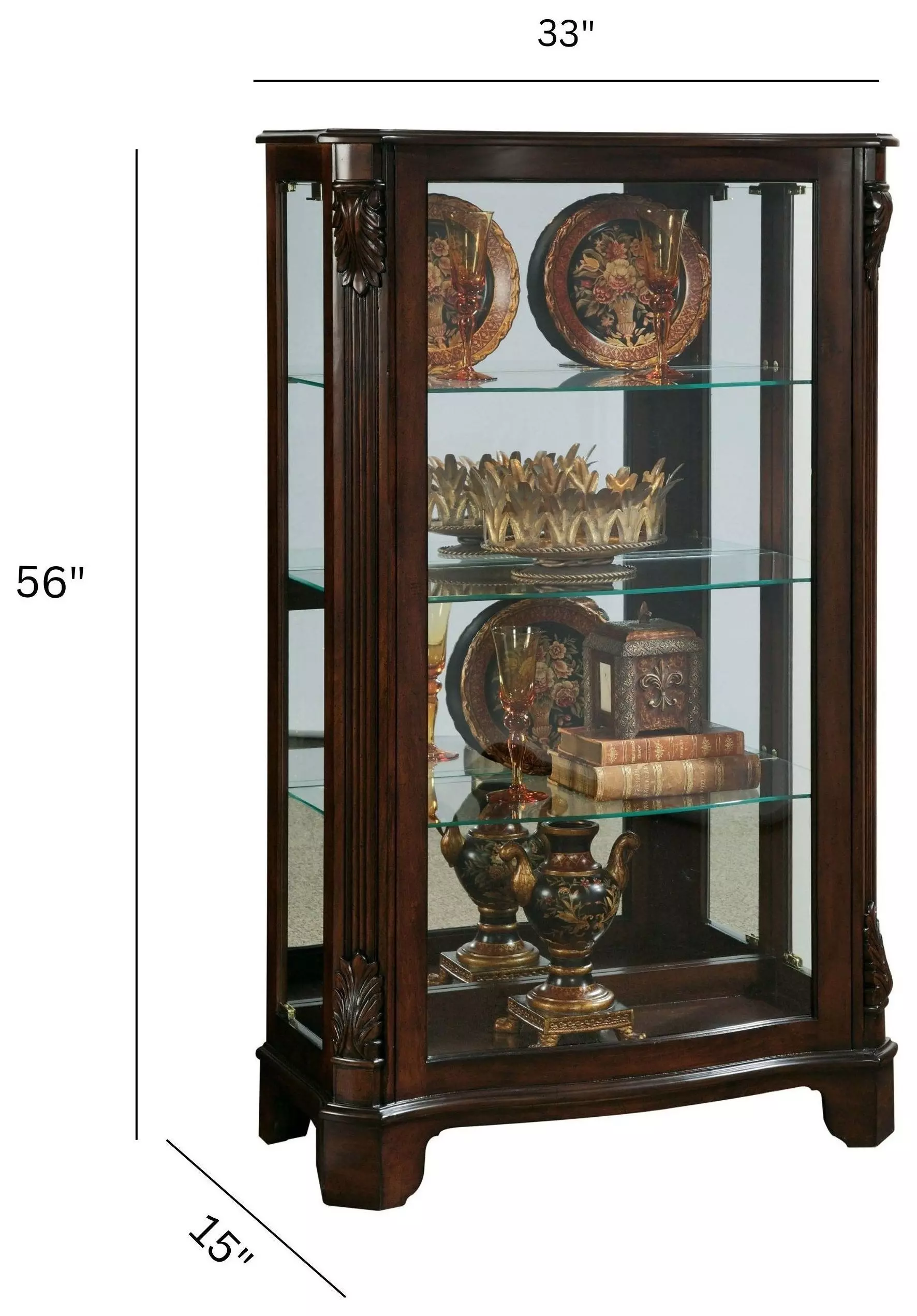 21429 Rich Deep Cherry Mantel Curio Cabinet