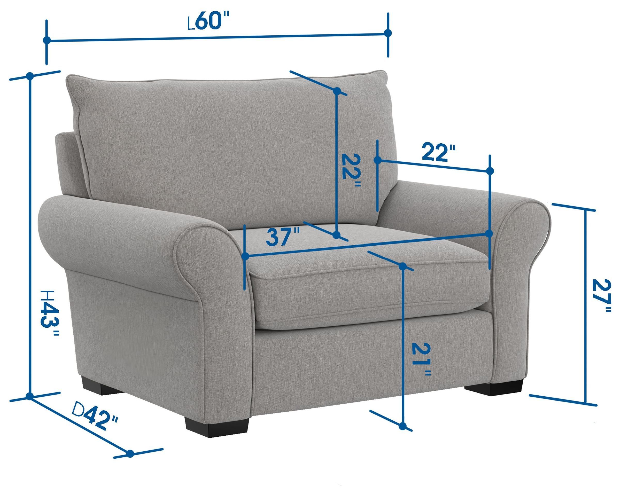 Alden Stone Upholstered Chair and A Half with Pillows