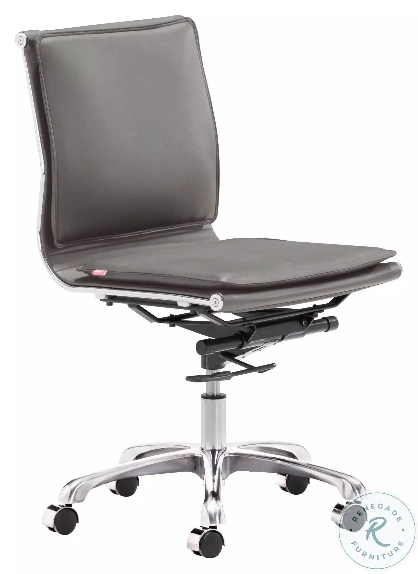 Lider Plus Gray Armless Office Chair from Zuo | Coleman Furniture