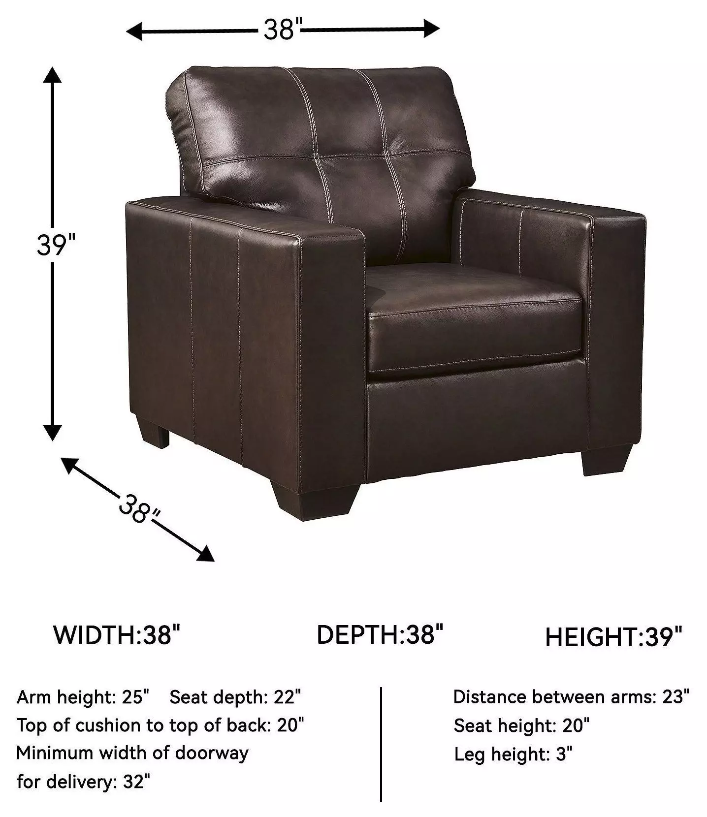Santorine Dark Brown Leather Chair
