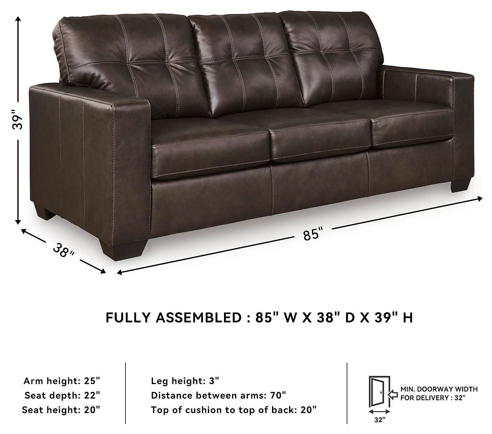 Santorine Dark Brown Sofa