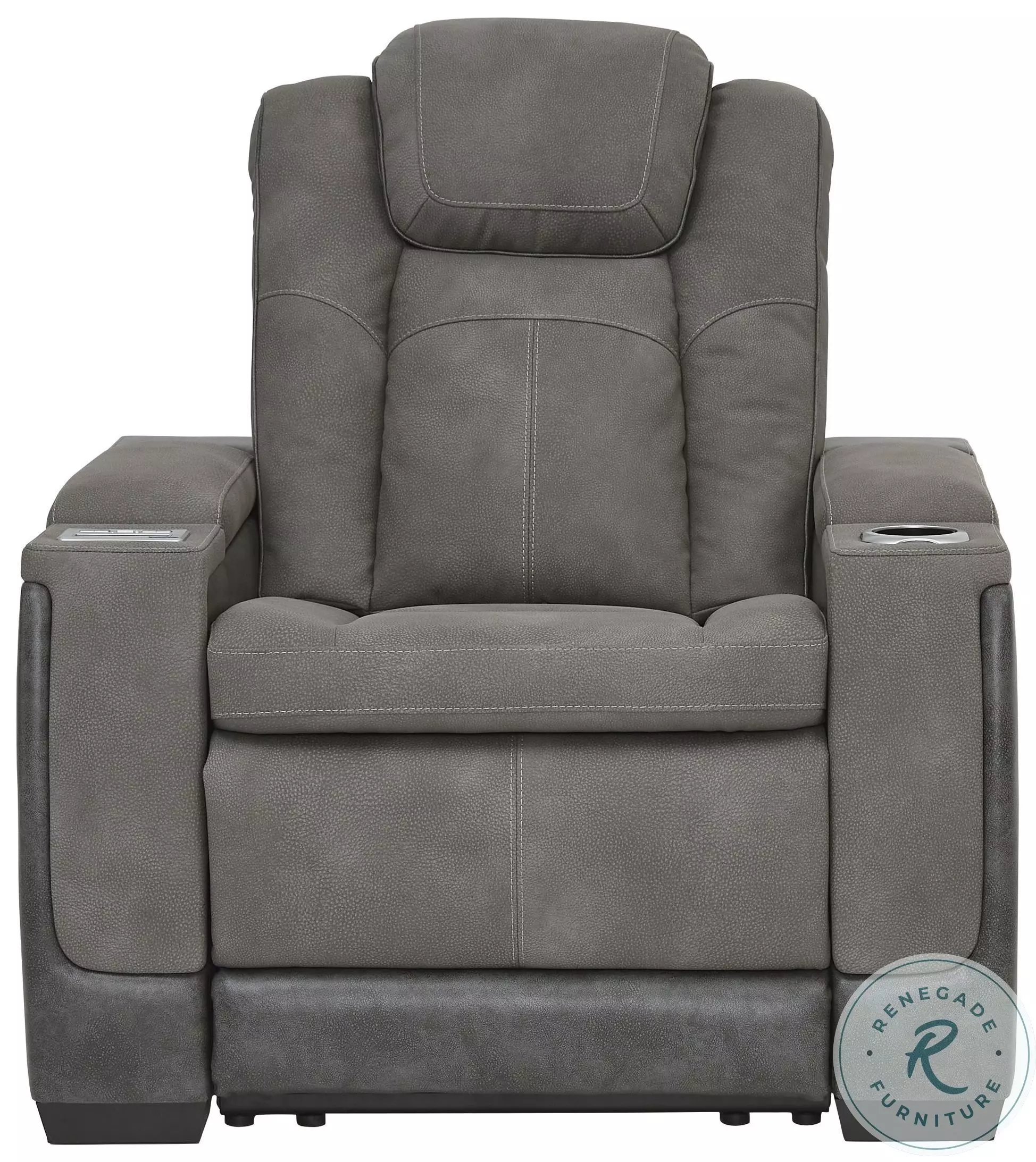 Next-Gen DuraPella Slate Power Recliner With Adjustable Headrest