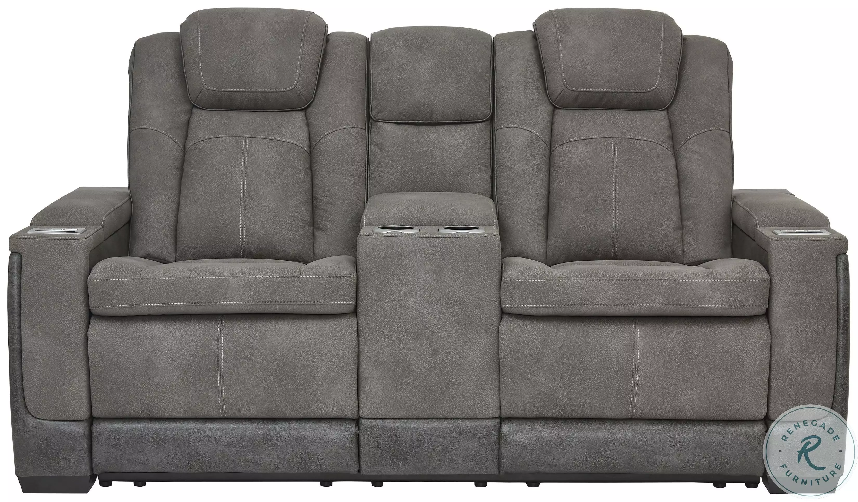 Next-Gen DuraPella Slate Power Reclining Console Loveseat With