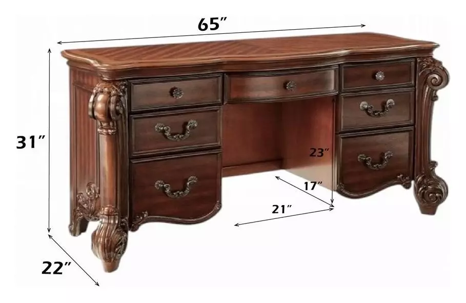 Vendome Cherry 7 Drawer Vanity Desk
