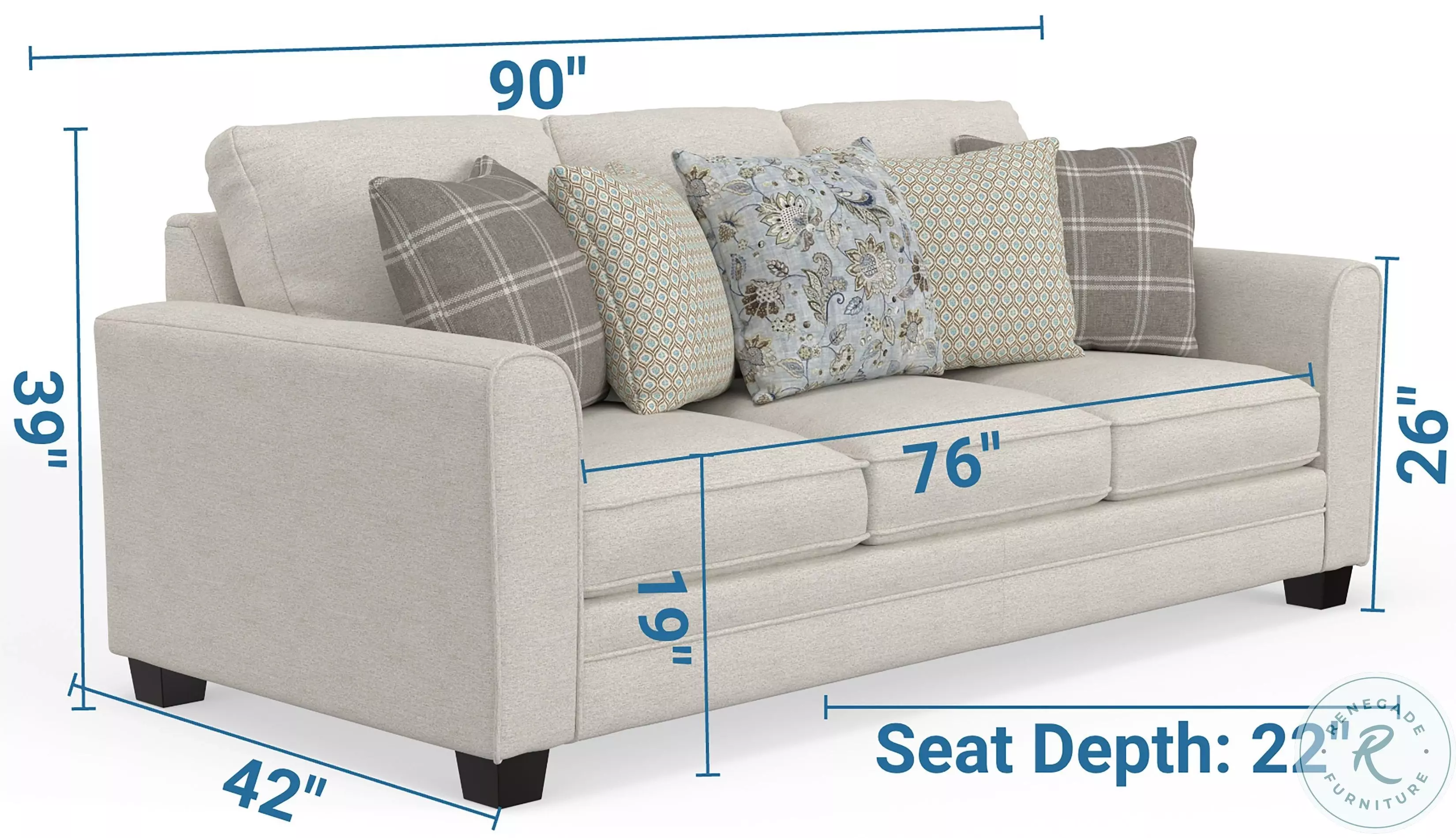 Magnolia Shell 90" Sofa