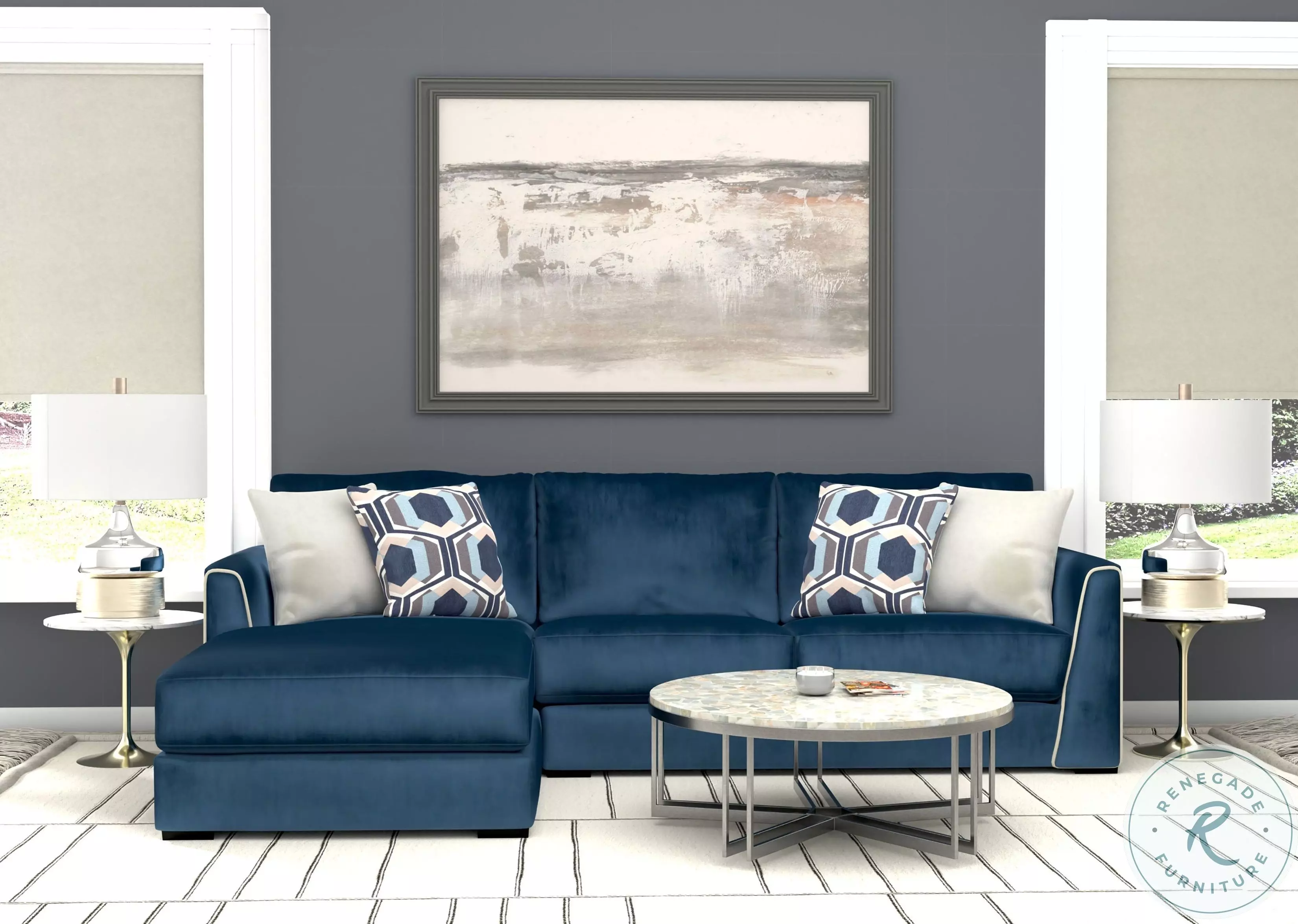 FLANEL SOFA ネイビー オットマン HONBAY Velvet Couch L-Shaped Sofa with Reversible Chaise and