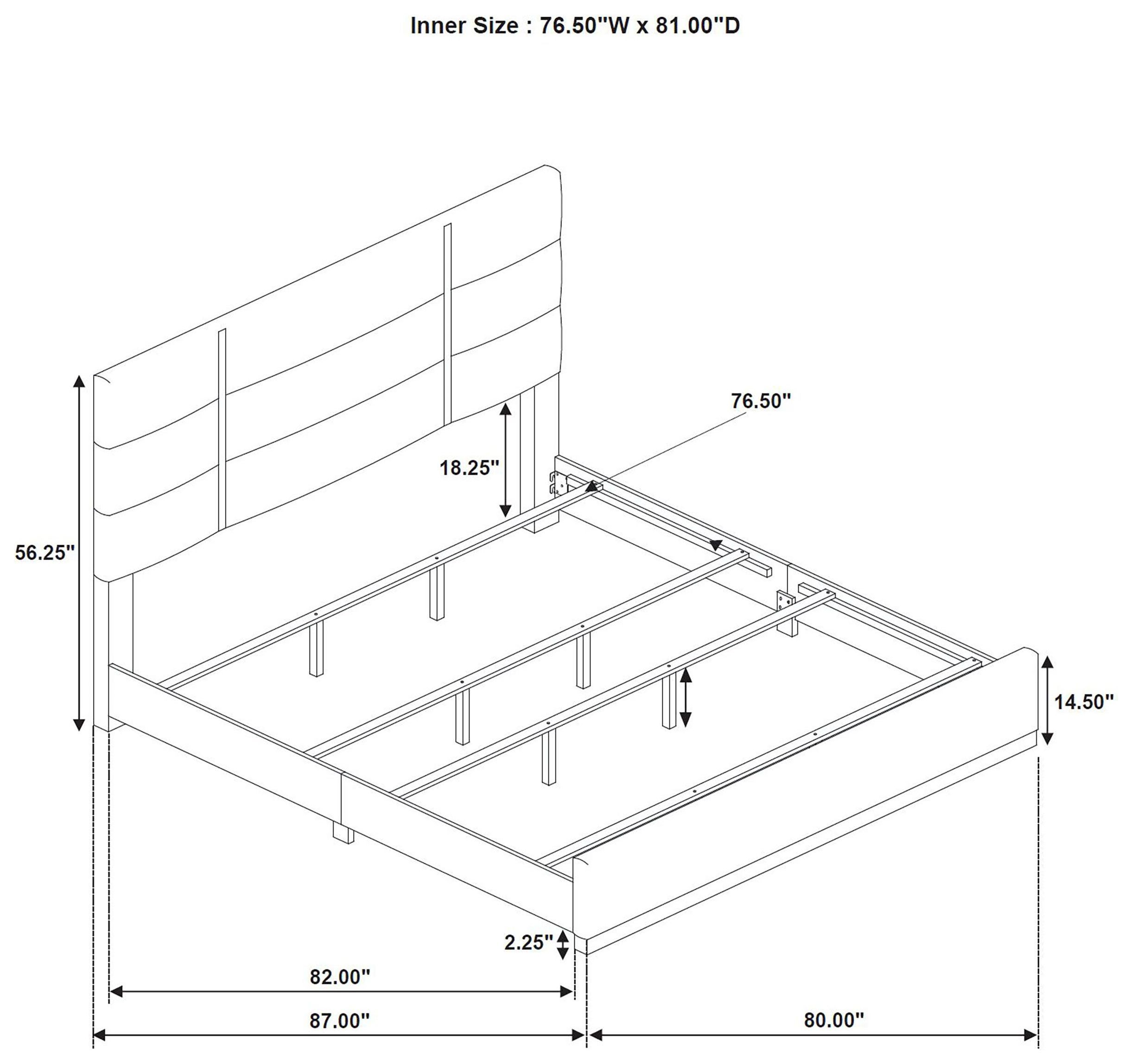 Ines Navy and Gold King Upholstered Panel Bed