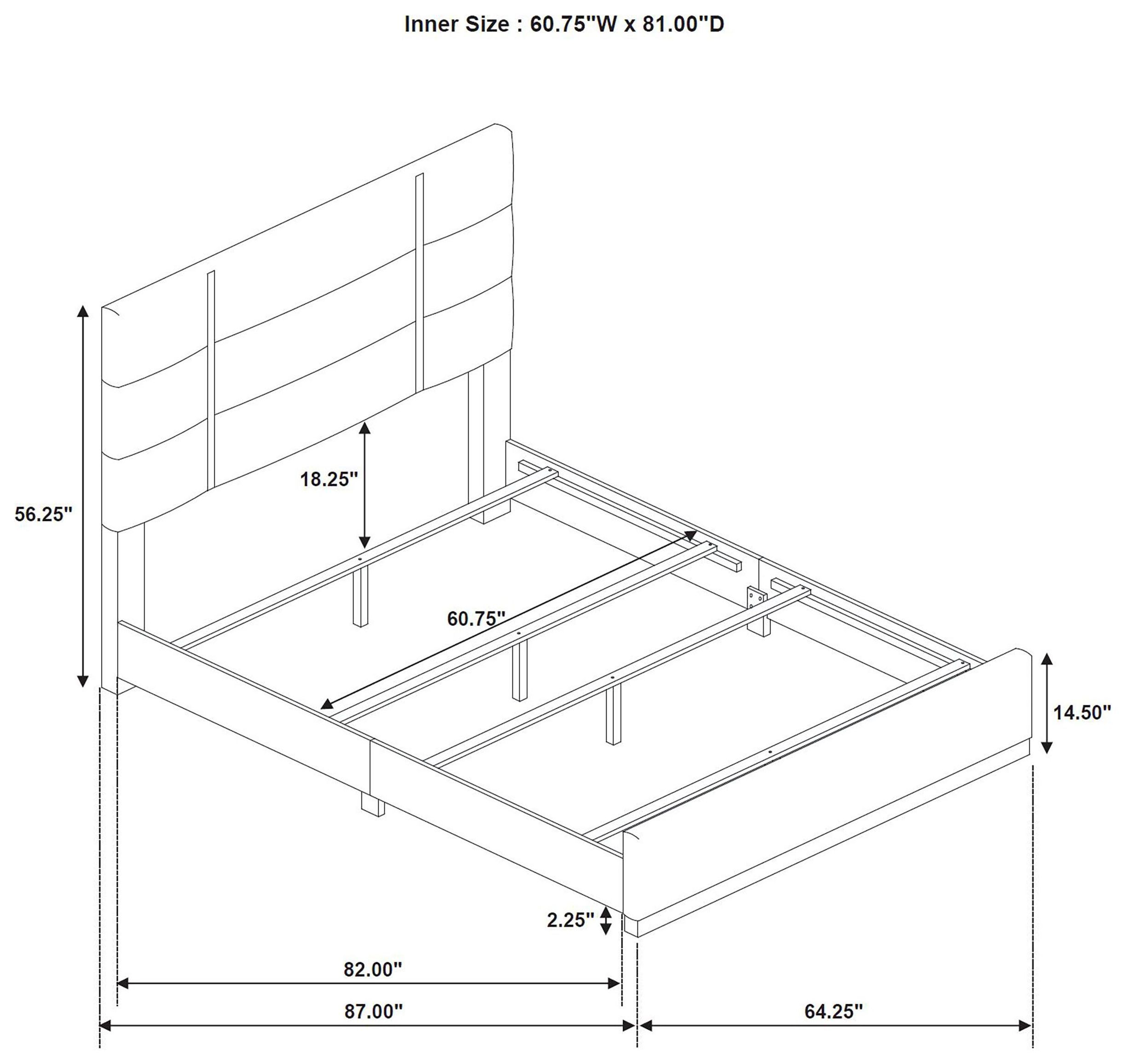 Ines Navy and Gold Queen Upholstered Panel Bed
