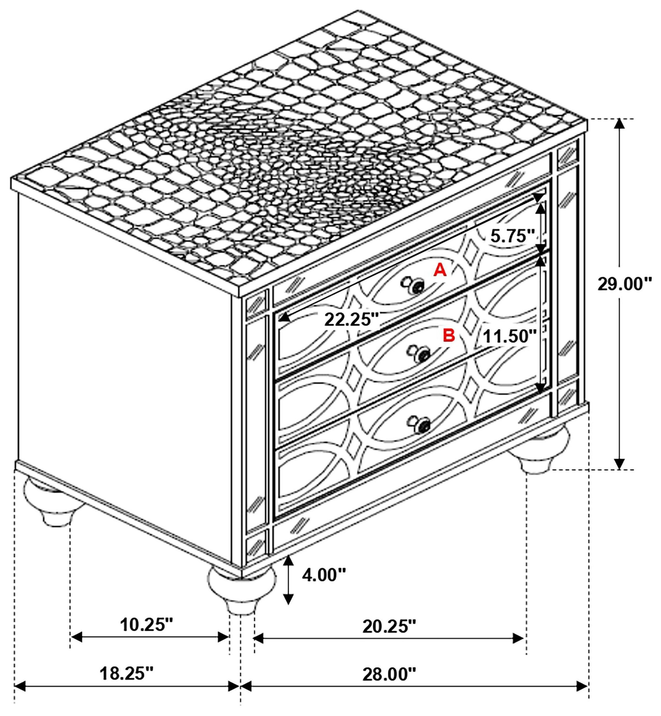 Gunnison Silver Metallic Nightstand