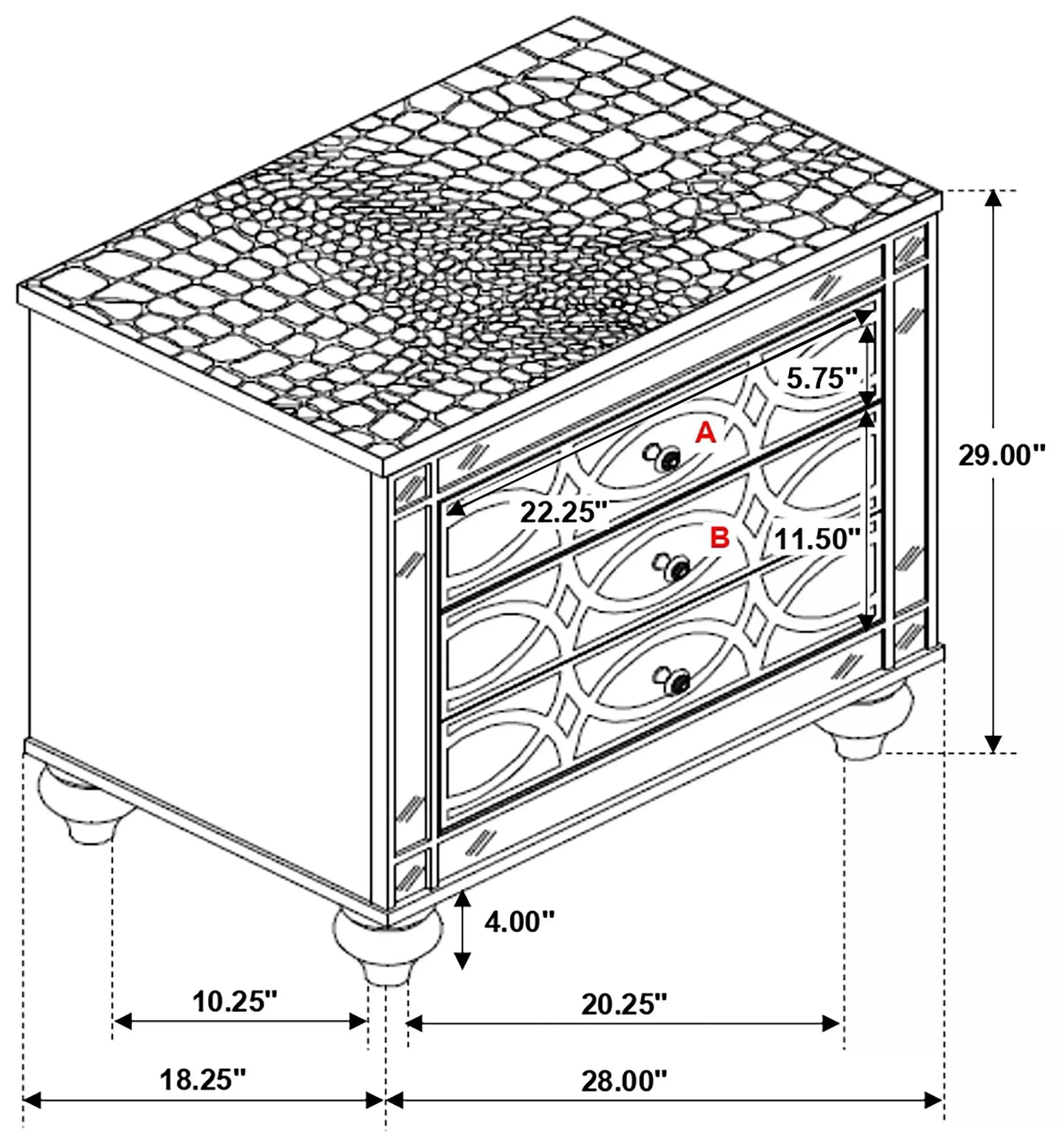 Gunnison Silver Metallic Nightstand
