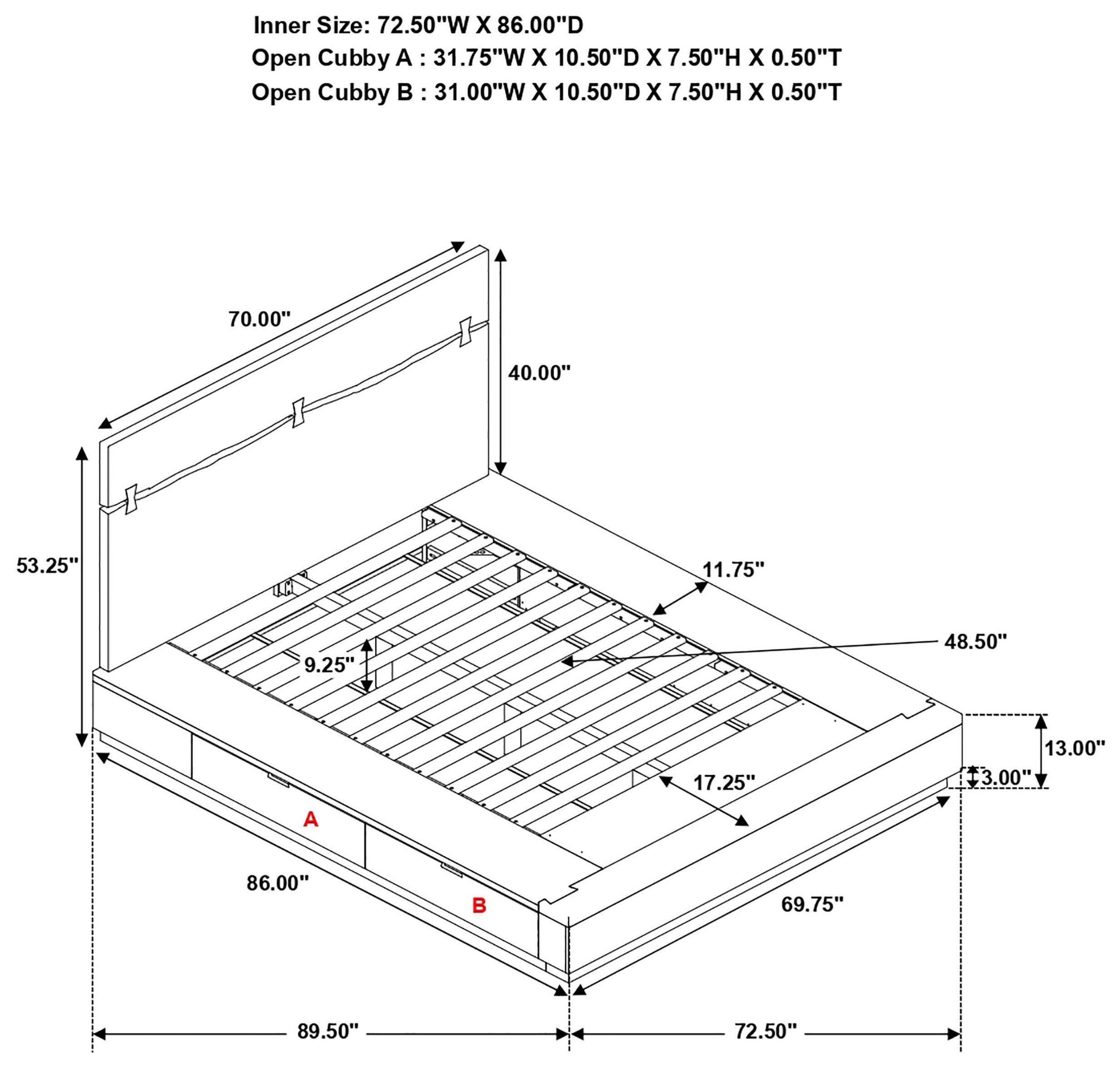 Winslow Smokey Walnut and Coffee Bean Queen Storage Platform Bed