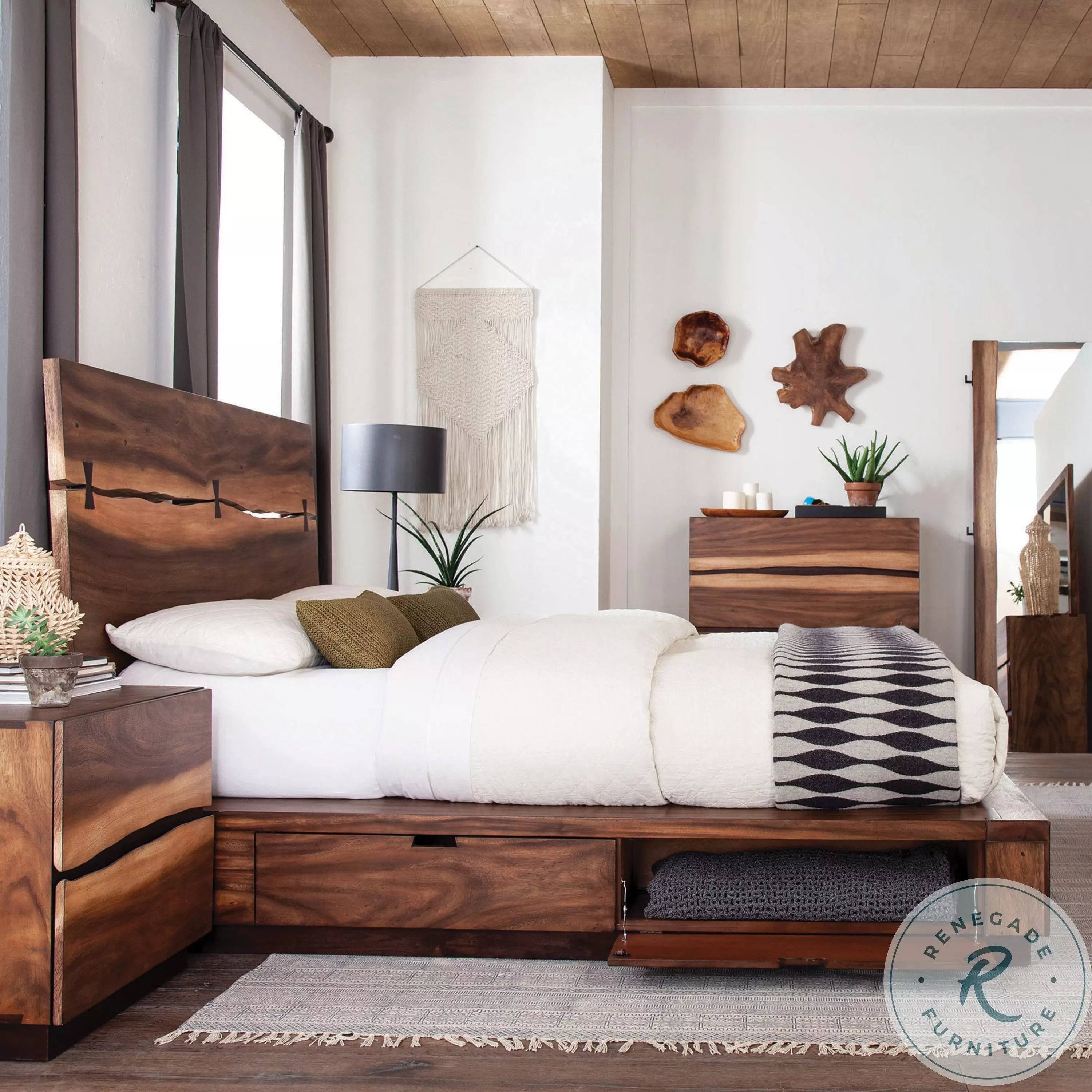 Winslow Smokey Walnut and Coffee Bean Storage Platform