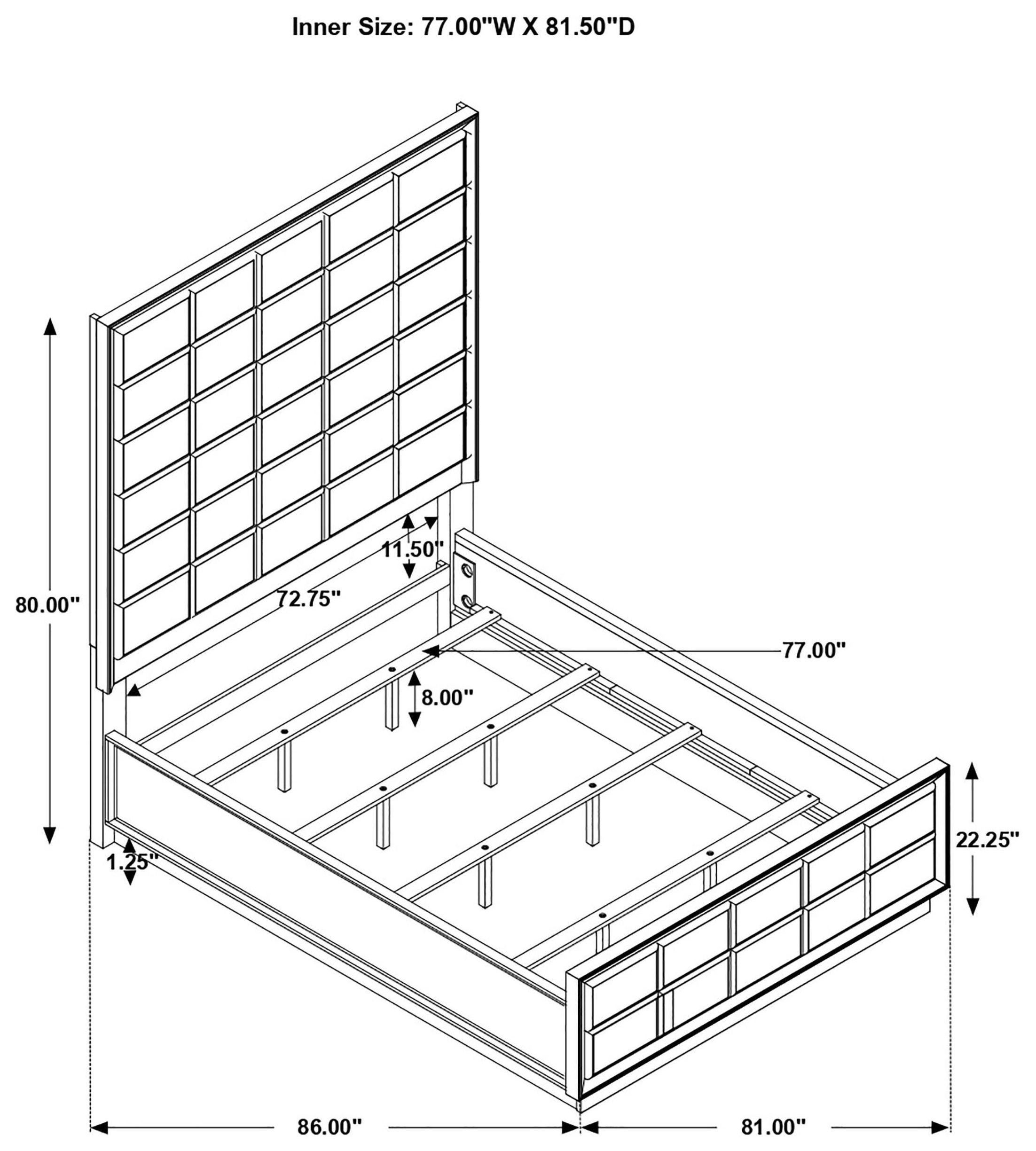 Durango Smoked Peppercorn And Grey King Upholstered Panel Bed