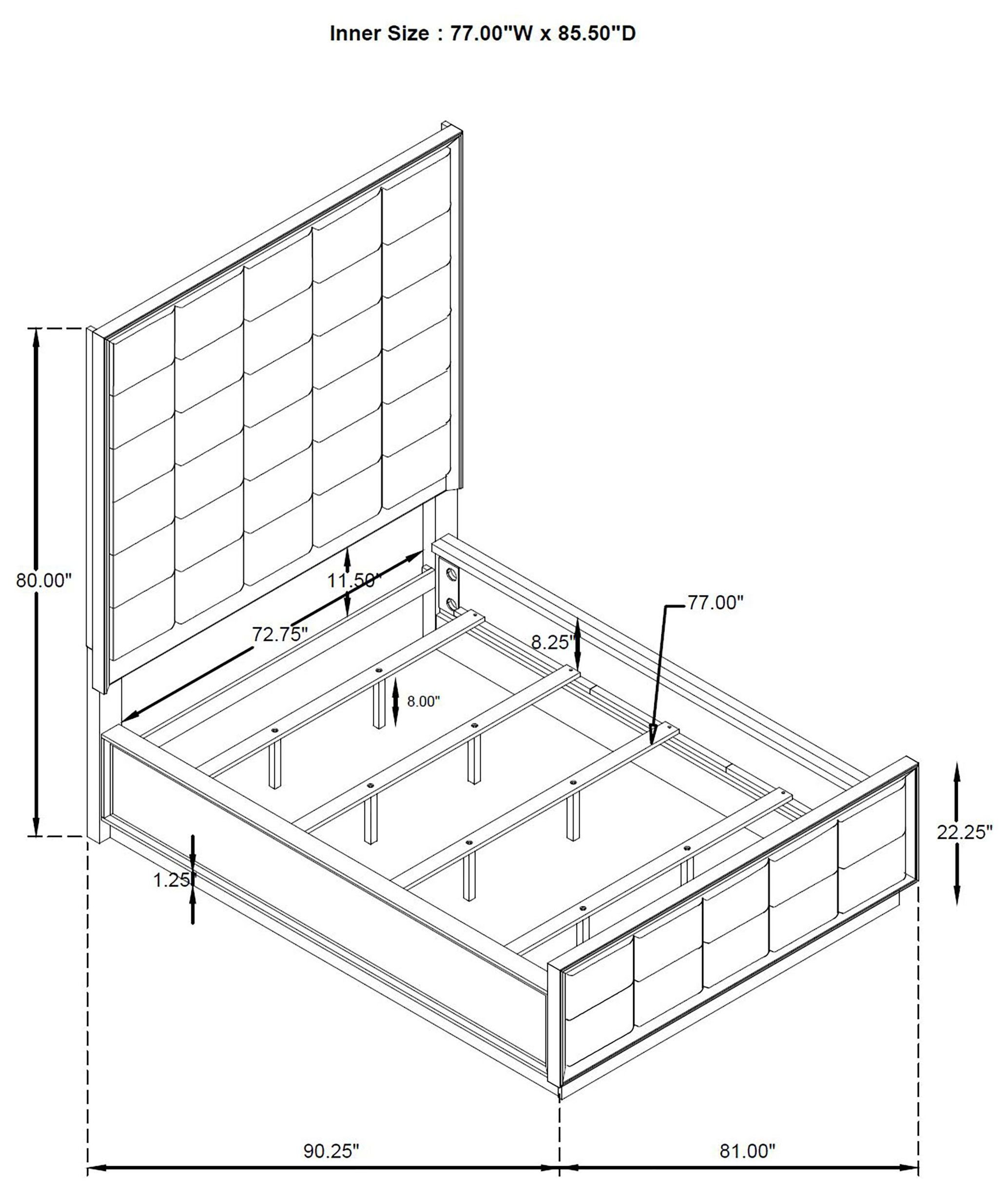 Durango Taupe Oak and Cream California King Upholstered Panel Bed