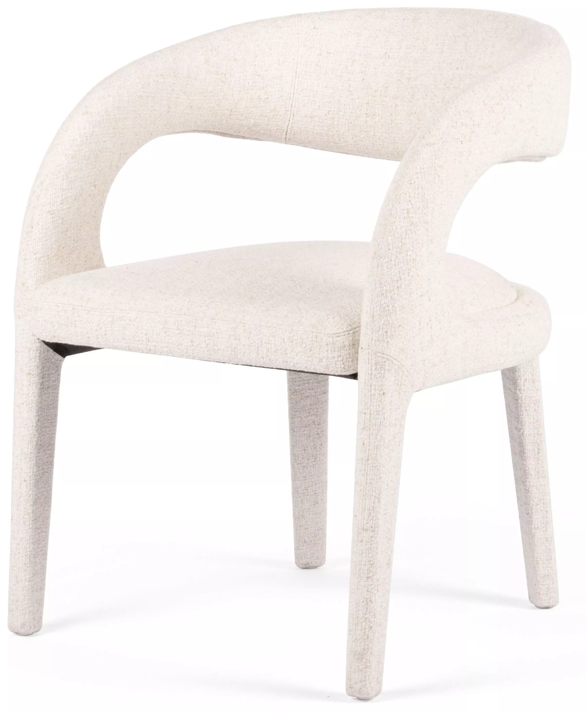 Alexander Mid Century Modern White Upholstered Dining Arm Chair