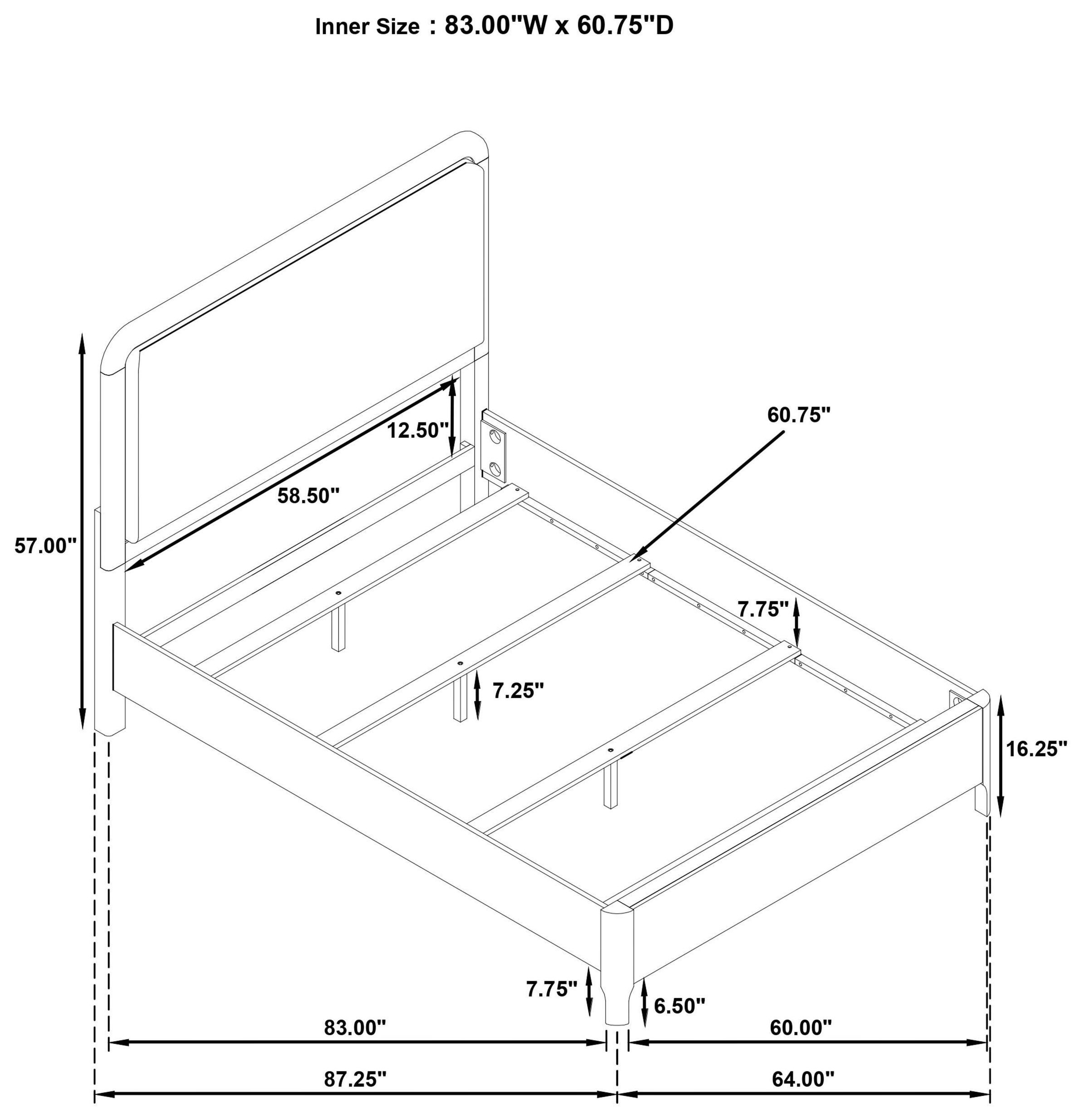Maderia Walnut Queen Upholstered Panel Bed