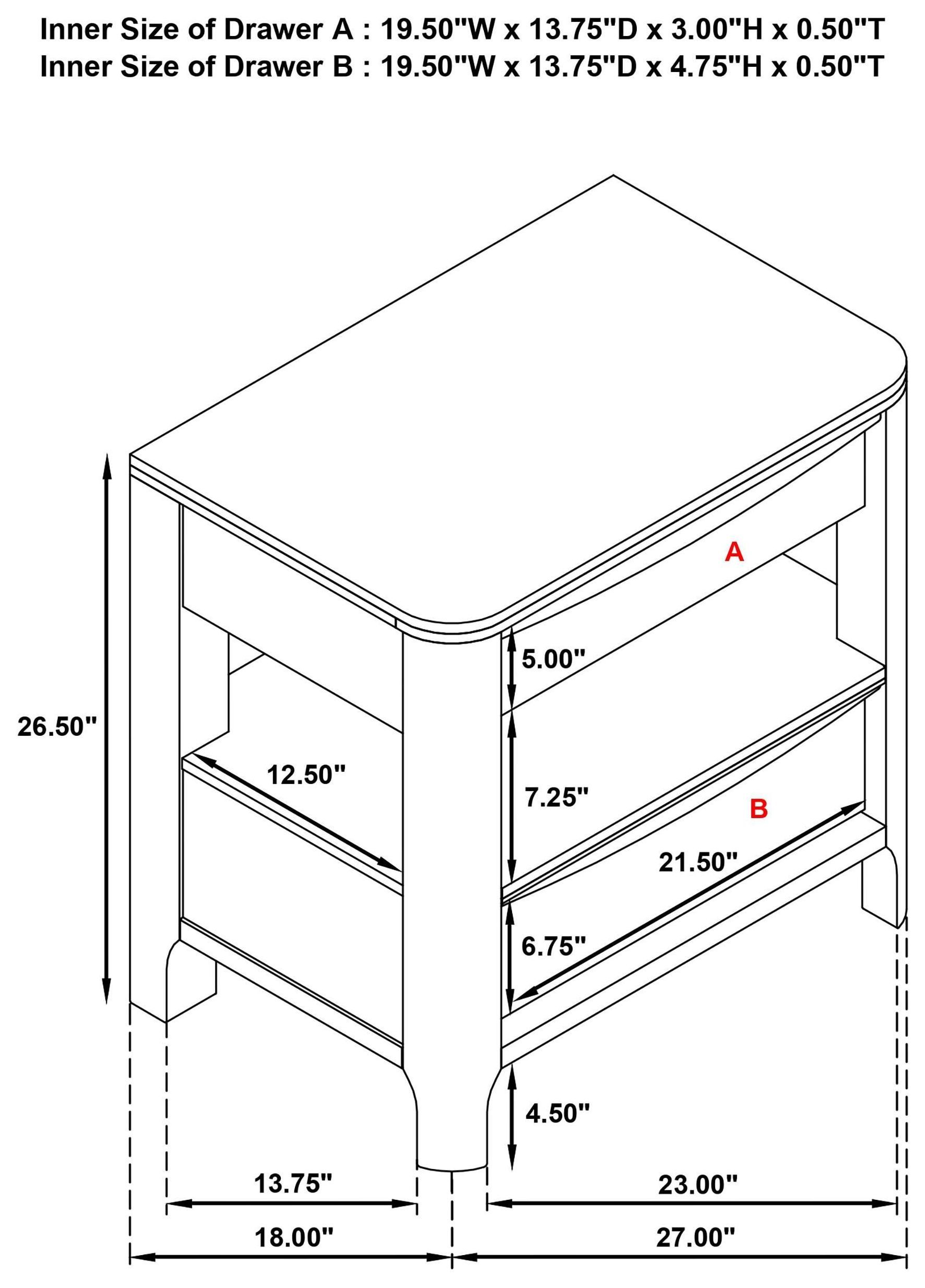 Maderia Walnut 2 Drawer Nightstand