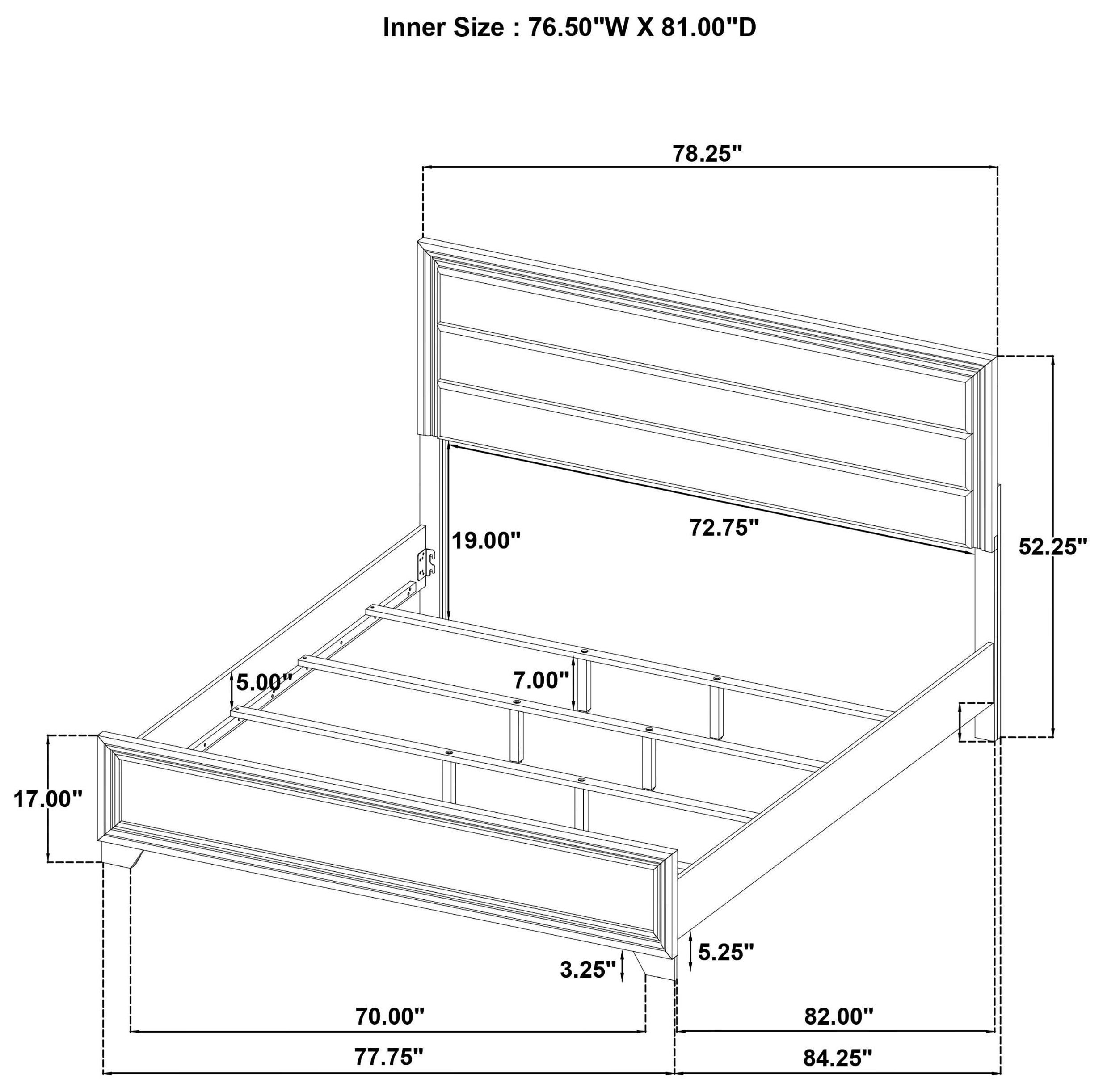 Wright Brown Oak King Upholstered Panel Bed