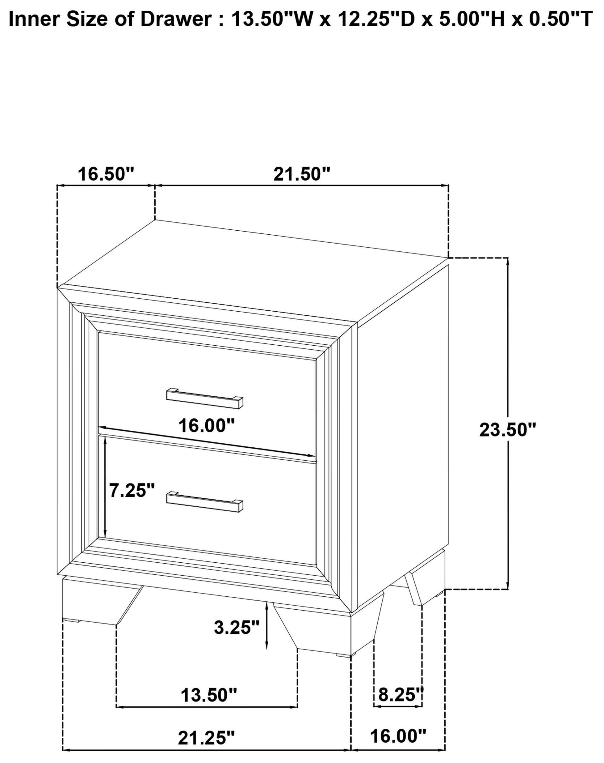 Wright Brown Oak 2 Drawer Nightstand
