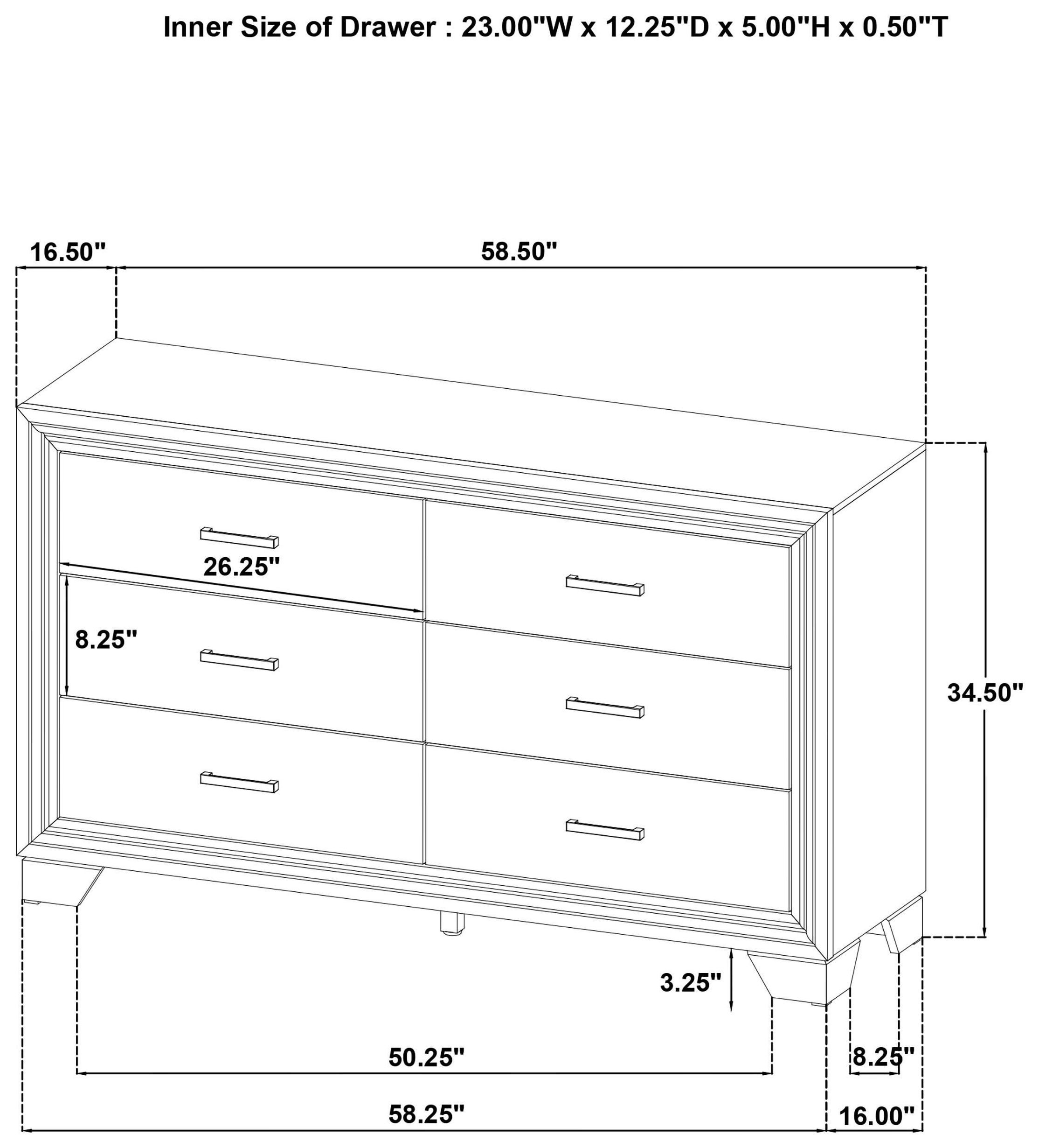Wright Brown Oak 6 Drawer Dresser