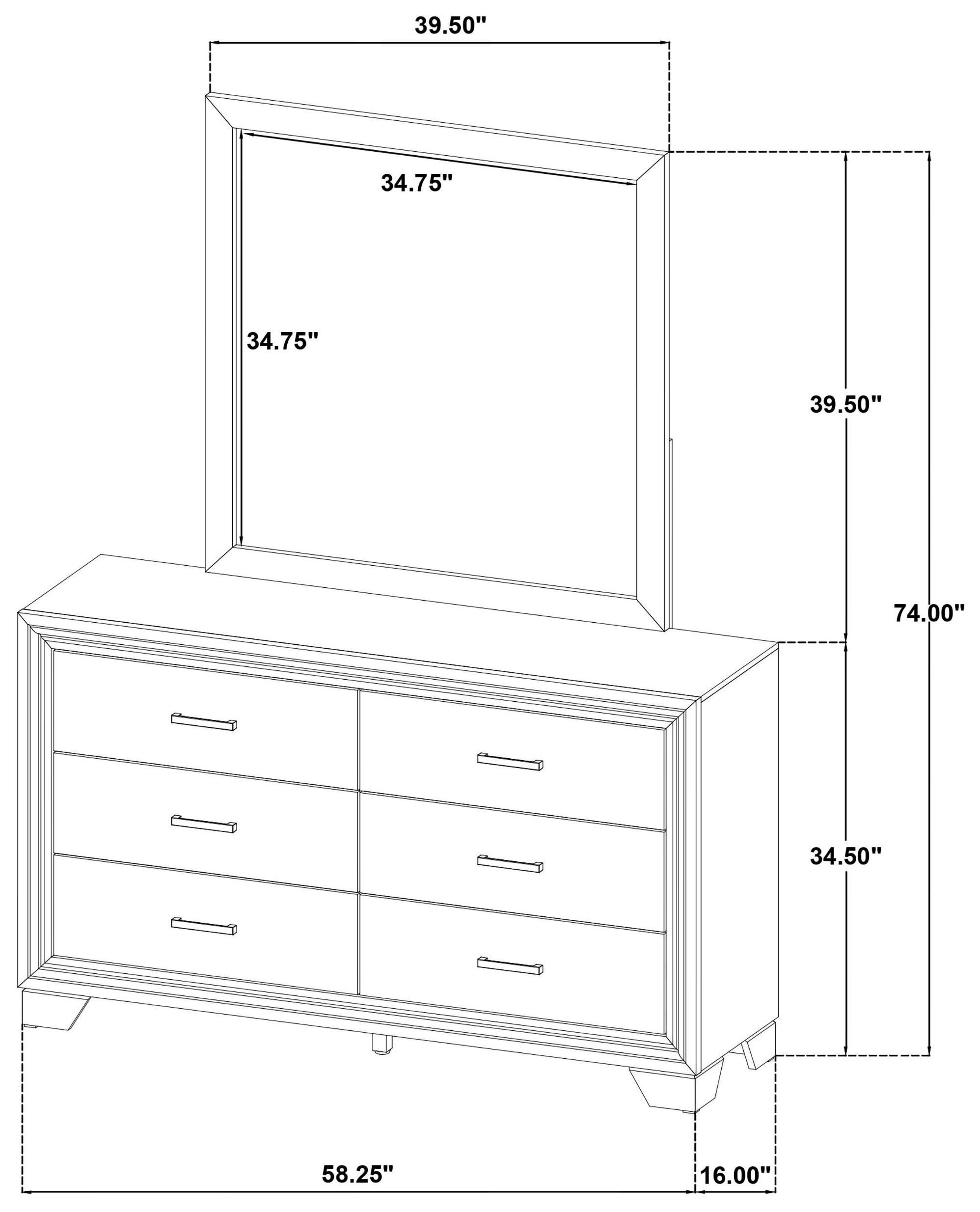 Wright Brown Oak 6 Drawer Dresser With Mirror