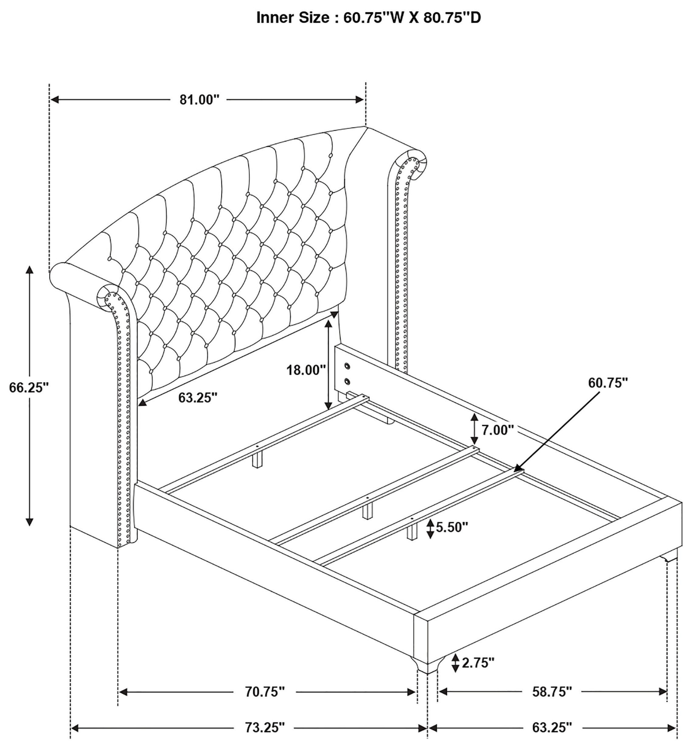 Melody Pacific Blue Queen Upholstered Panel Bed