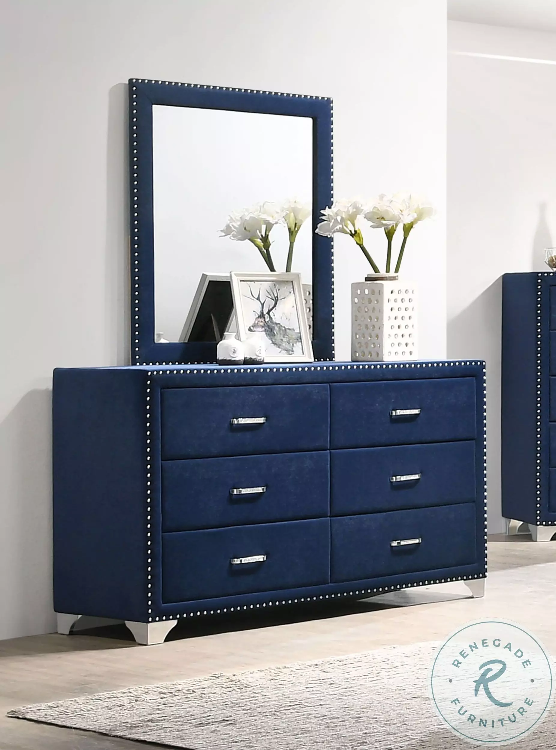 Melody Pacific Blue 6 Drawer Dresser with Mirror From Coaster