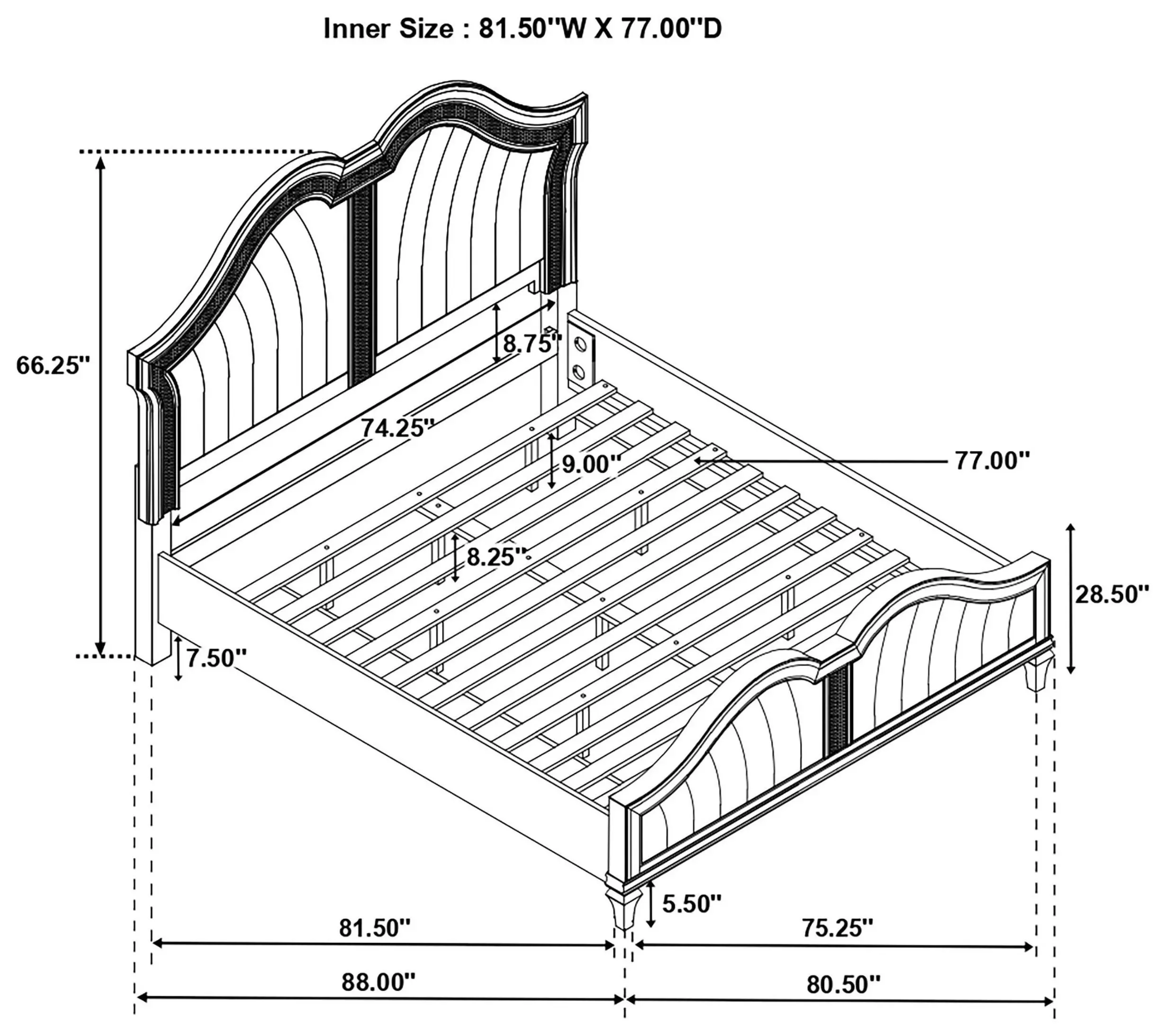 Evangeline Silver And Ivory Tufted King Upholstered Platform Bed