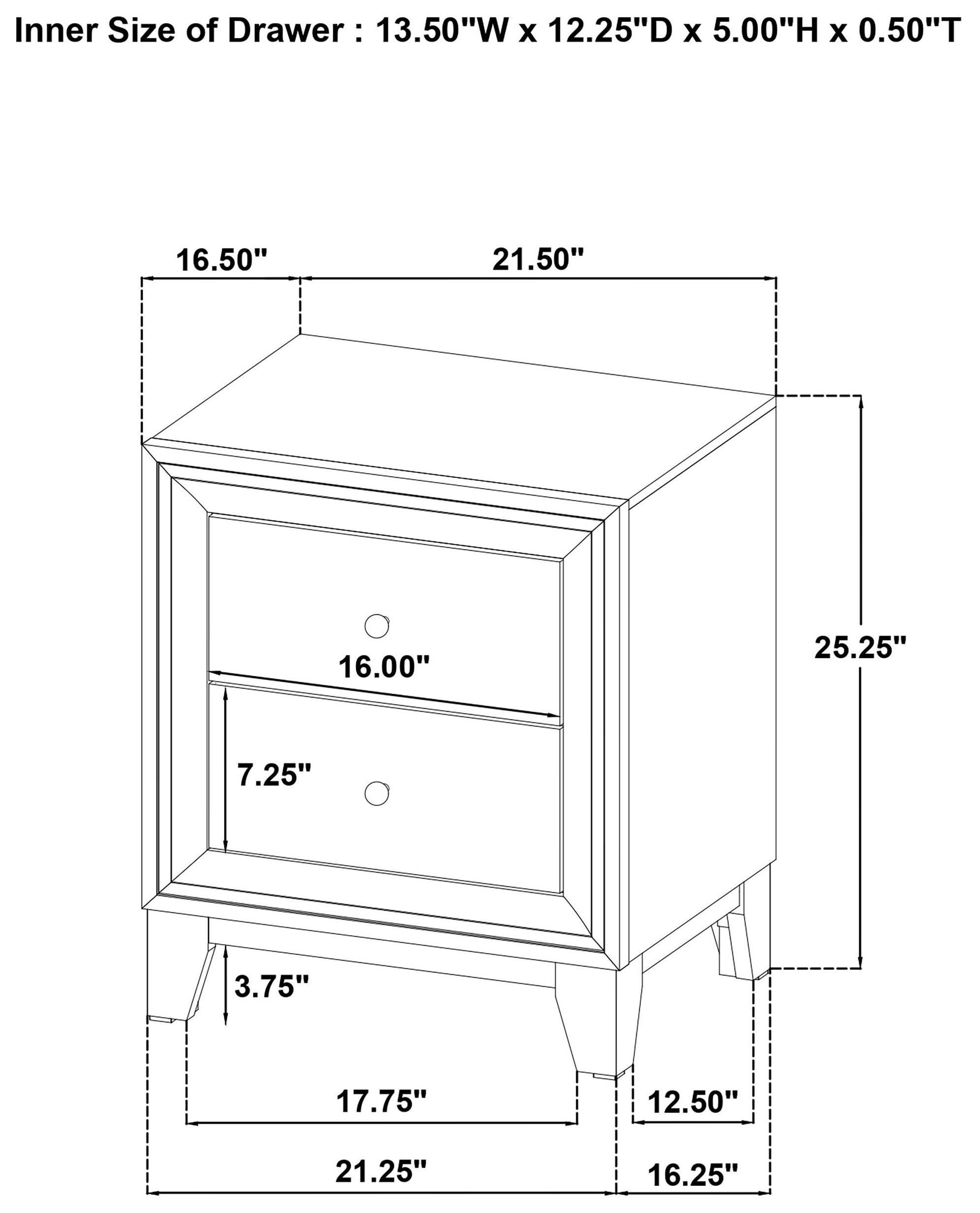 Welsley Walnut 2 Drawer Nightstand