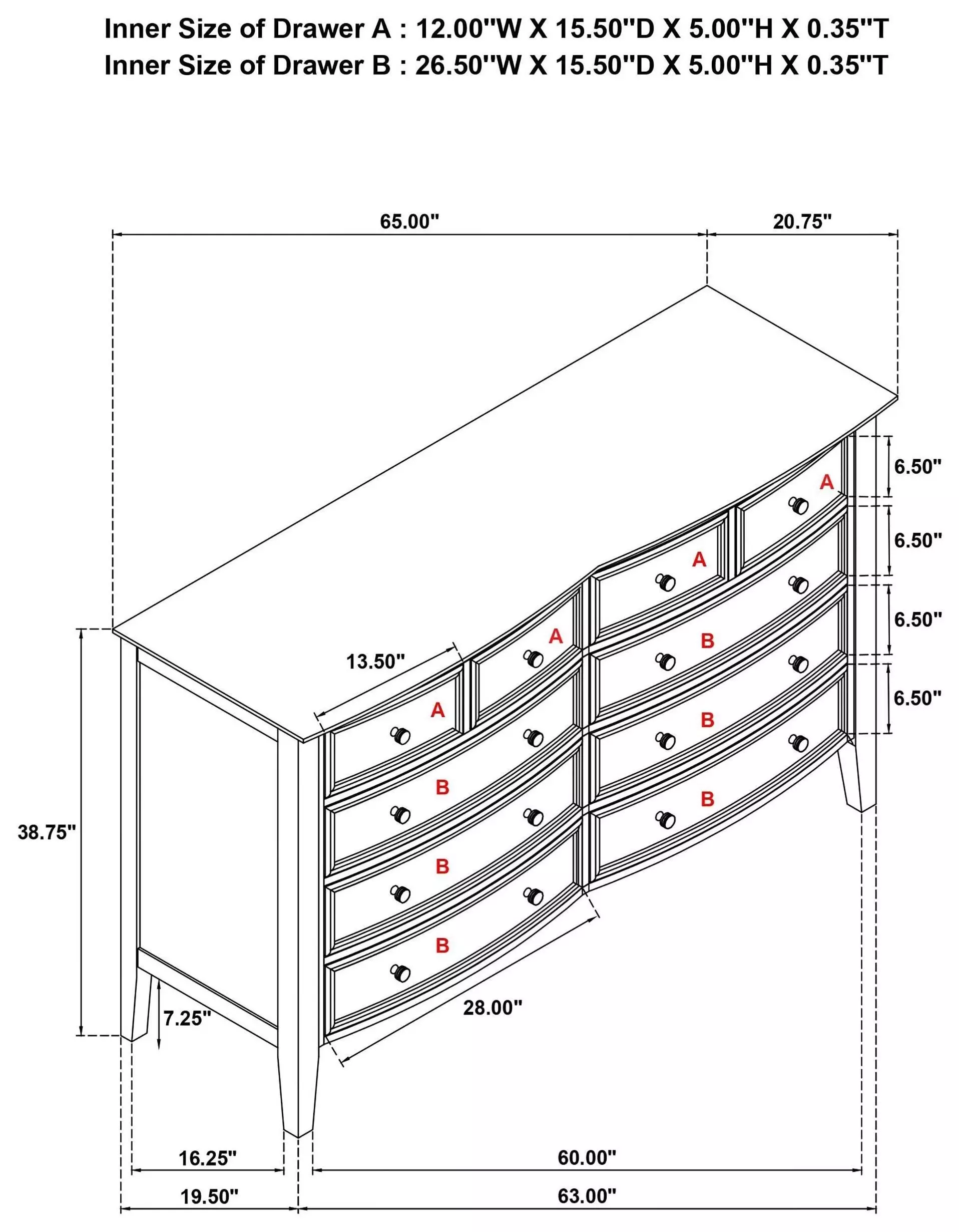 Bexhill White 10 Drawer Dresser