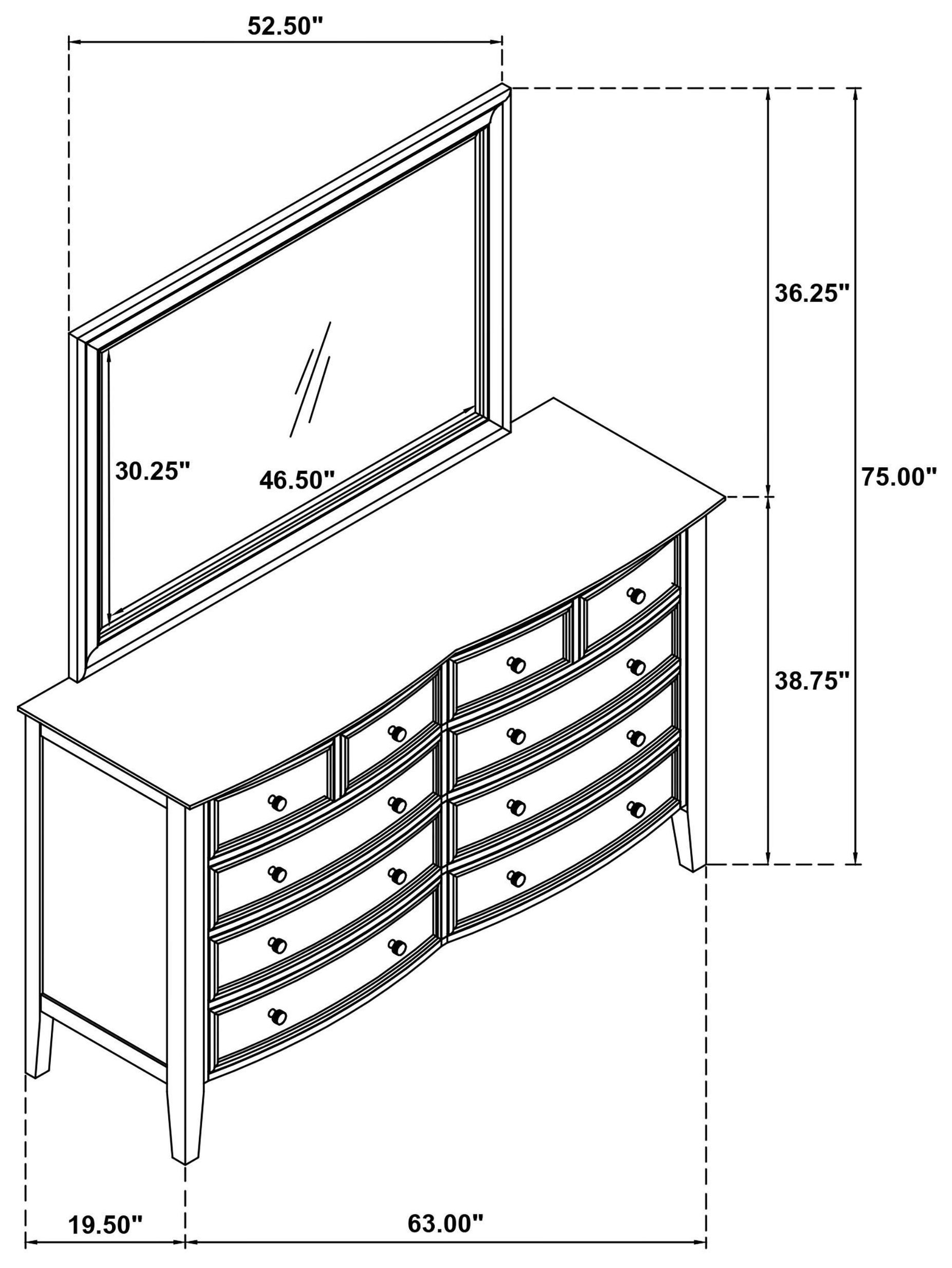 Bexhill White 10 Drawer Dresser With Mirror