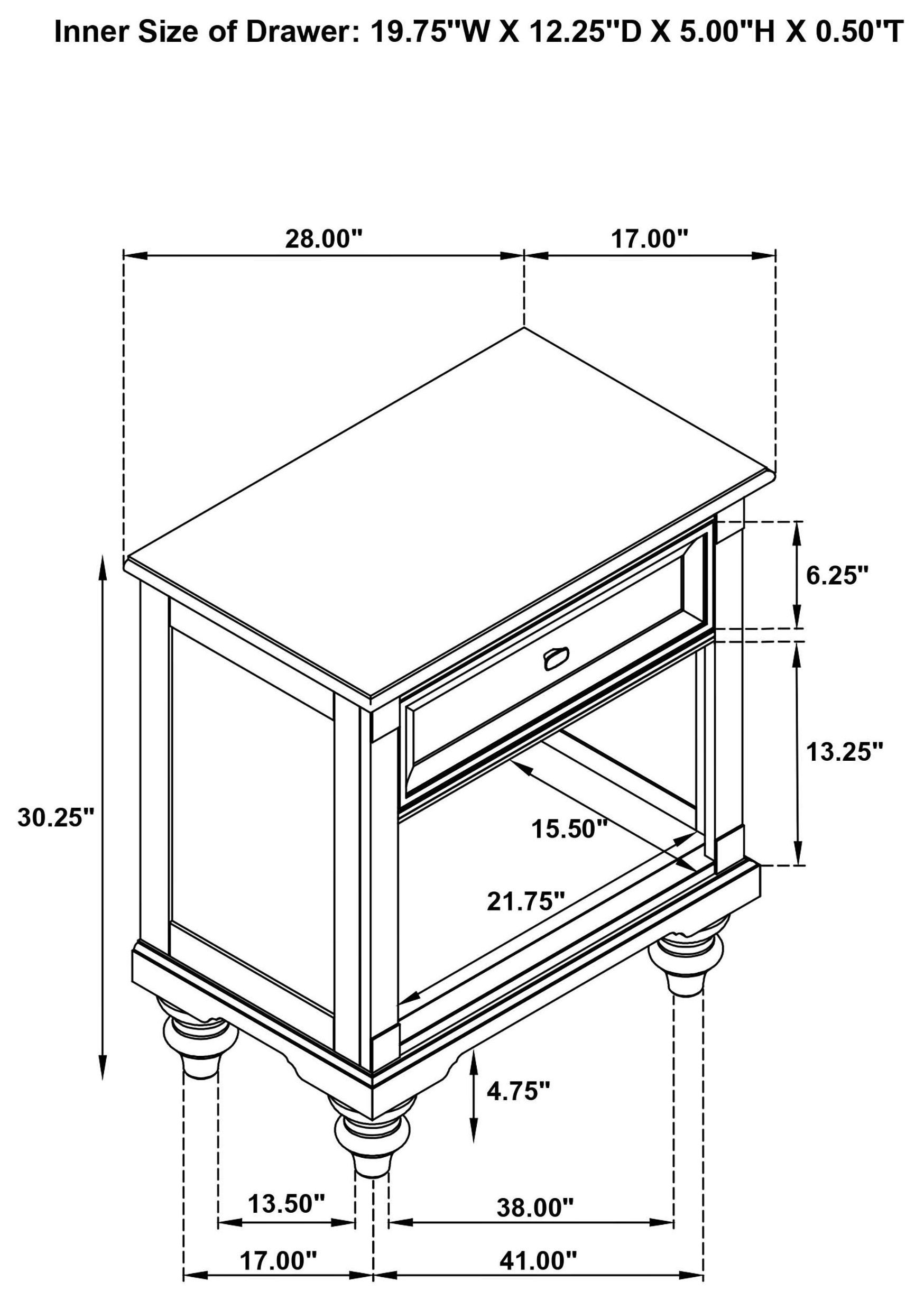Andover Dark Oak 1 Drawer Nightstand