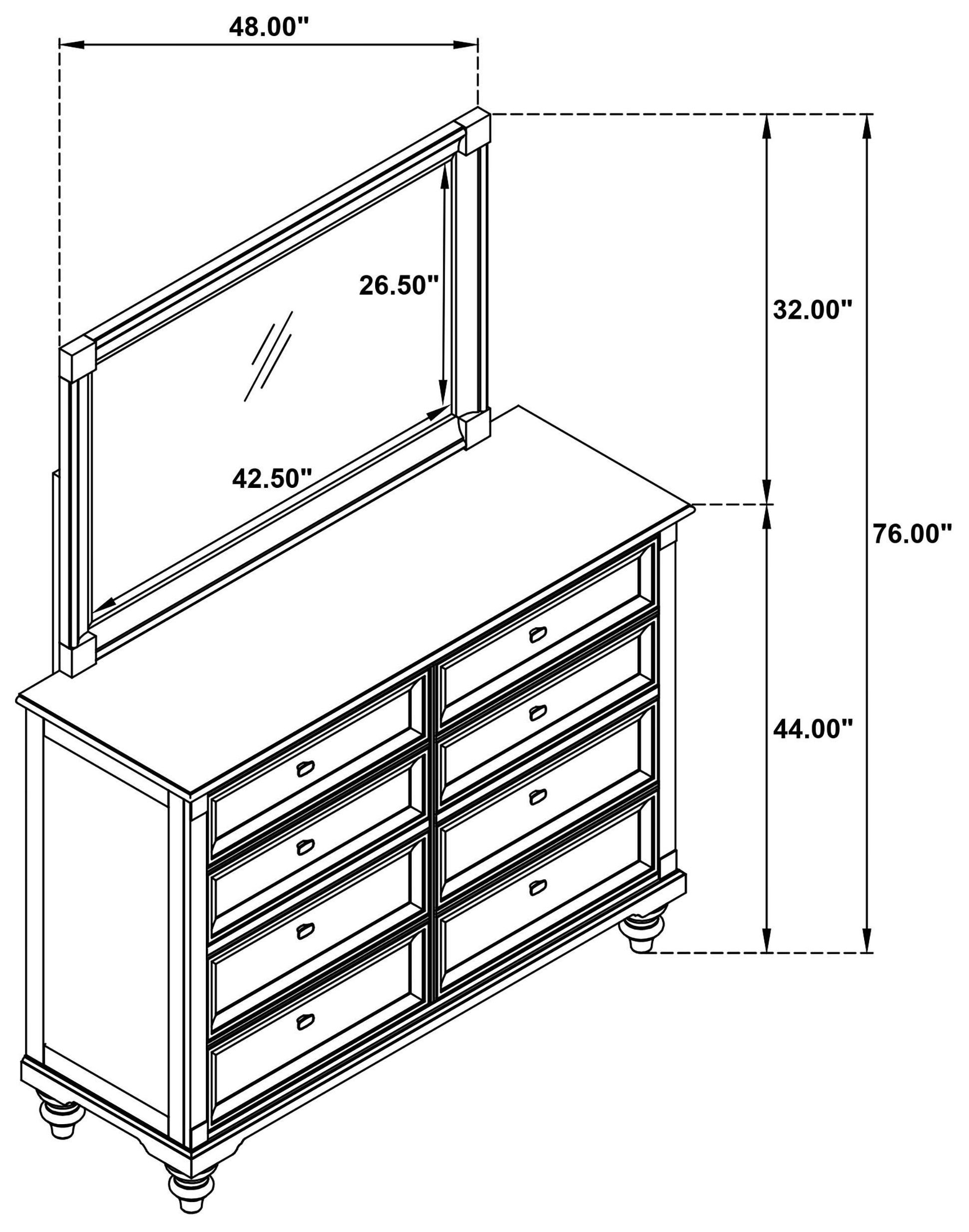Andover Dark Oak 8 Drawer Dresser With Mirror