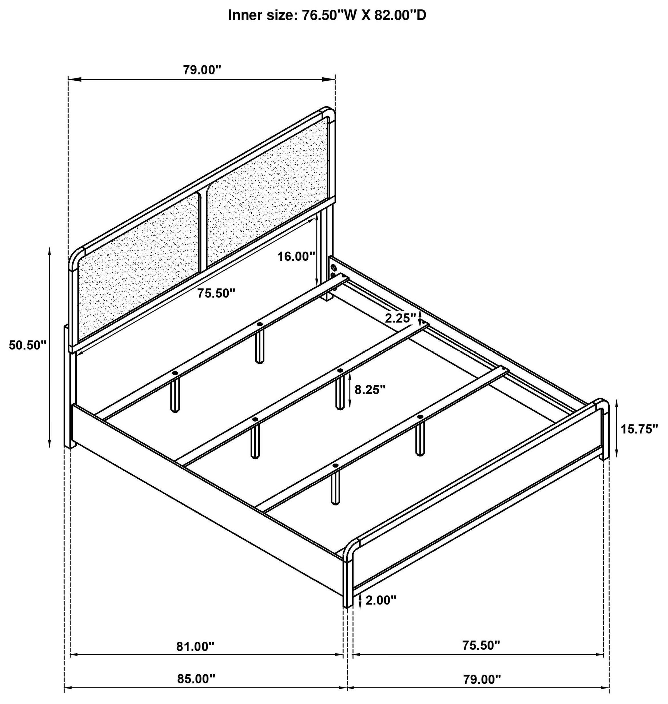 Cavelle Black King Upholstered Panel Bed