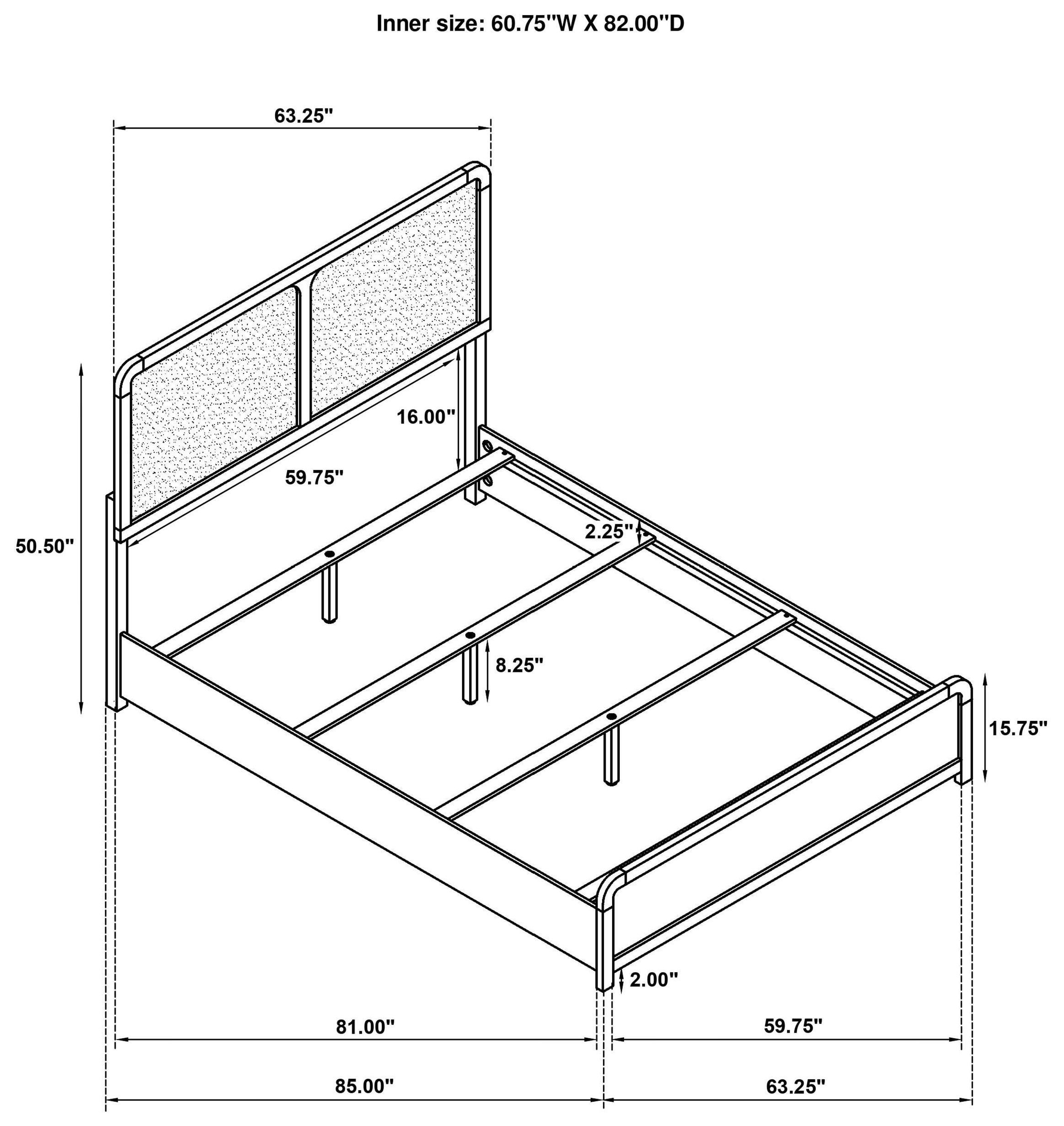Cavelle Black Queen Upholstered Panel Bed