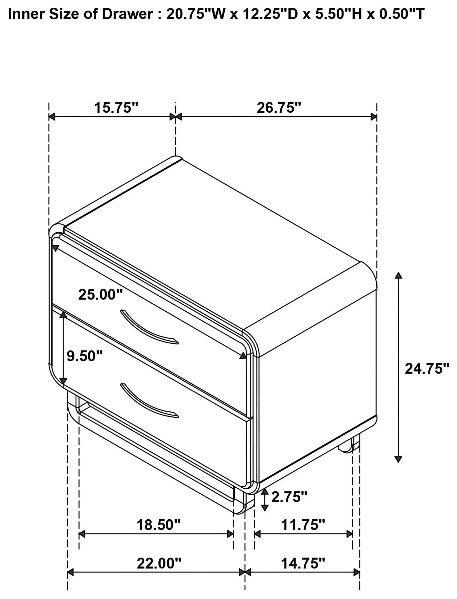 Amsbury Nutmeg 2 Drawer Nightstand