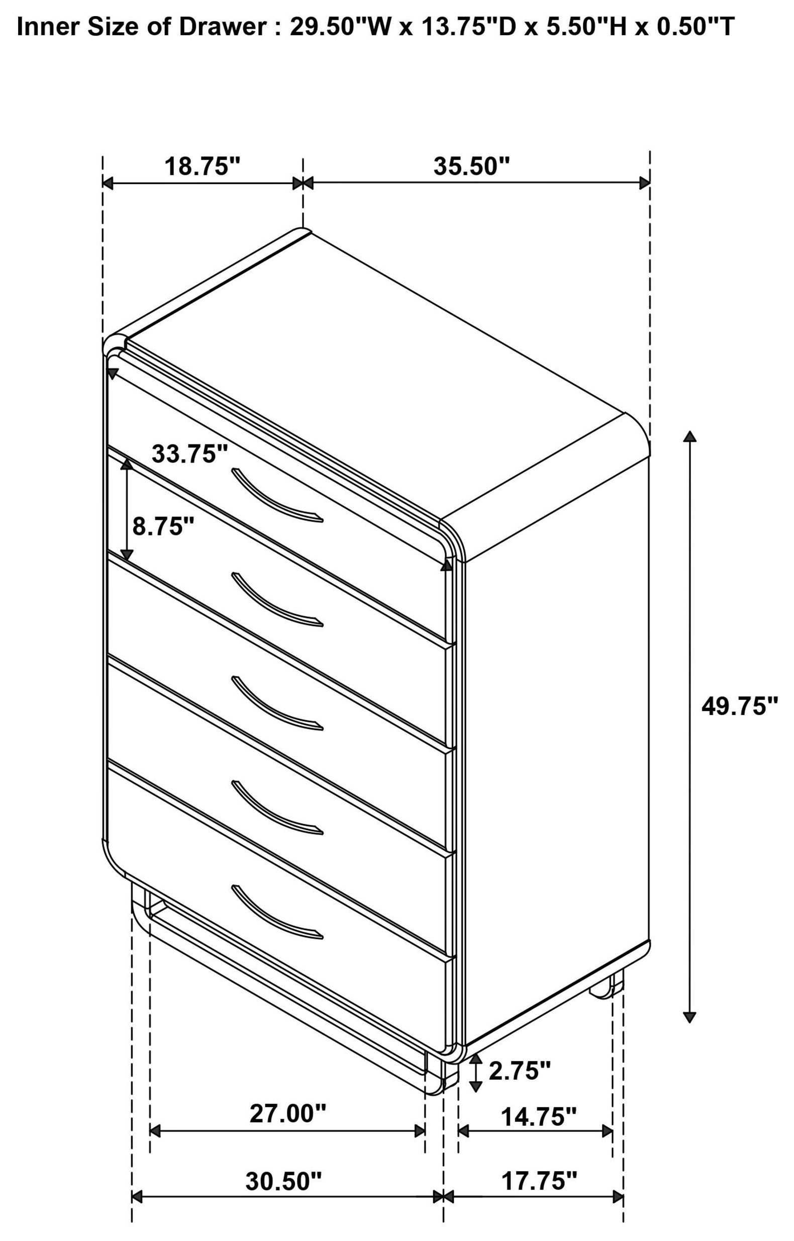 Amsbury Nutmeg 5 Drawer Chest