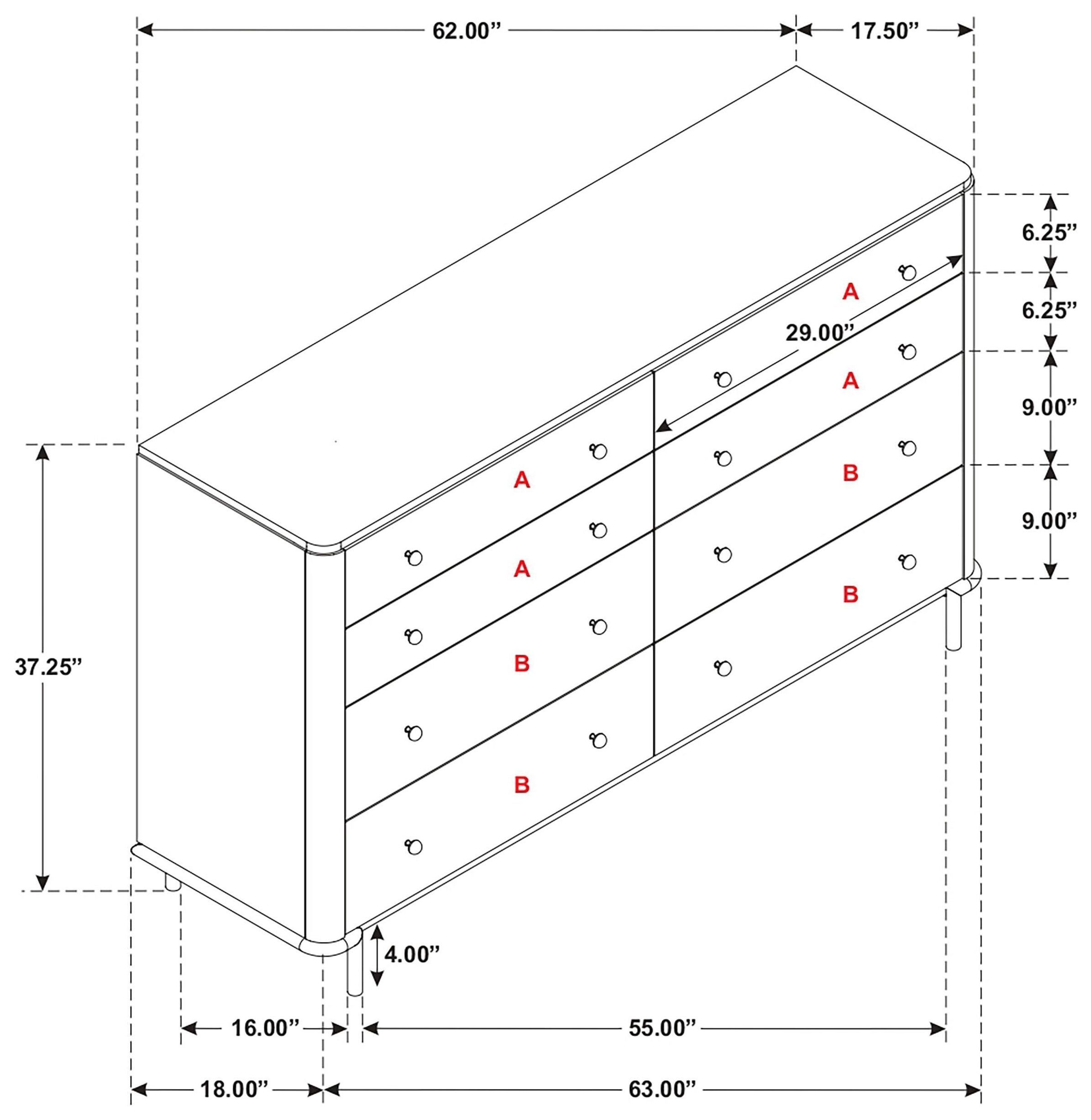 Arini Sand Wash 8 Drawer Dresser