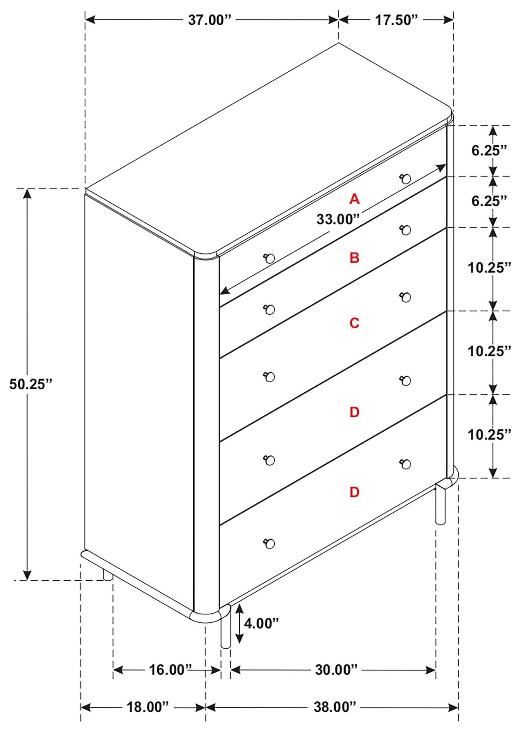 Arini Sand Wash 5 Drawer Chest